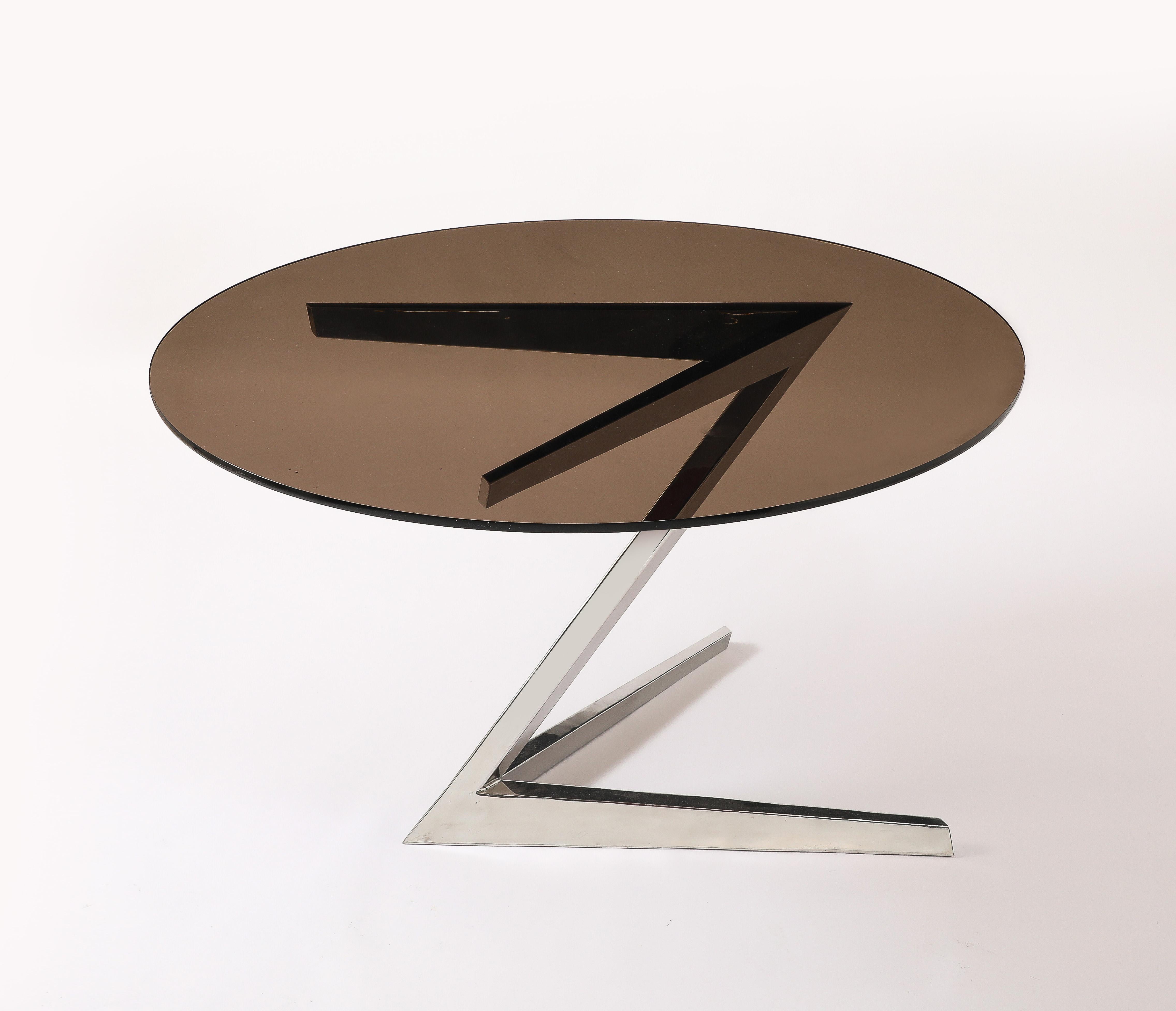 Mesa de pedestal atribuida a Jacques Adnet, Francia Años 70 en Bueno estado para la venta en New York, NY