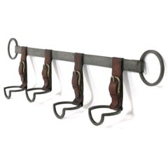 Jacques Adnet Attributed Stitched Leather Coat Rack French Art Deco 41"W