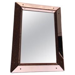 Jacques Adnet (attribué à) Miroir Art déco en verre rose et miroir,