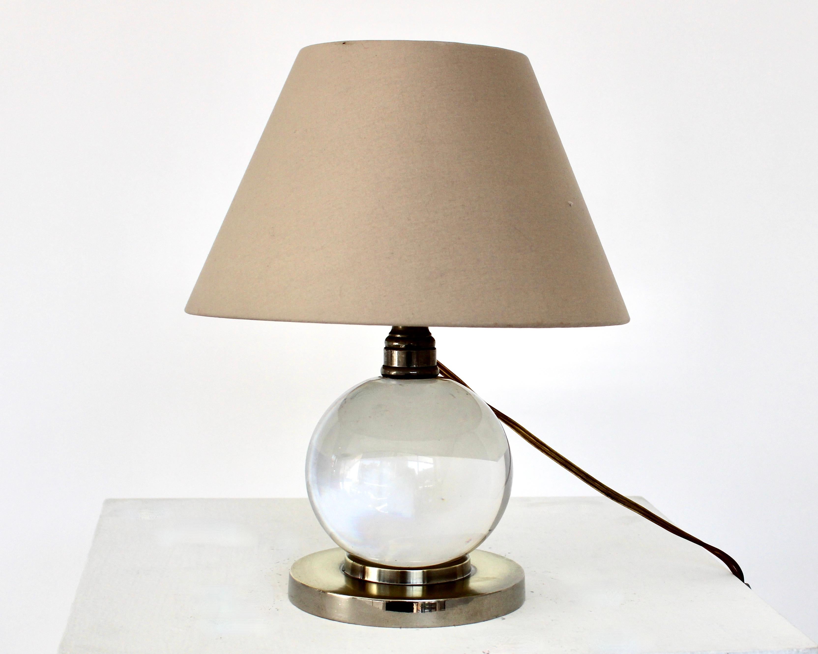 Jacques Adnet Baccarat Crystal Glass and Bronze Base French Table Lamp 6