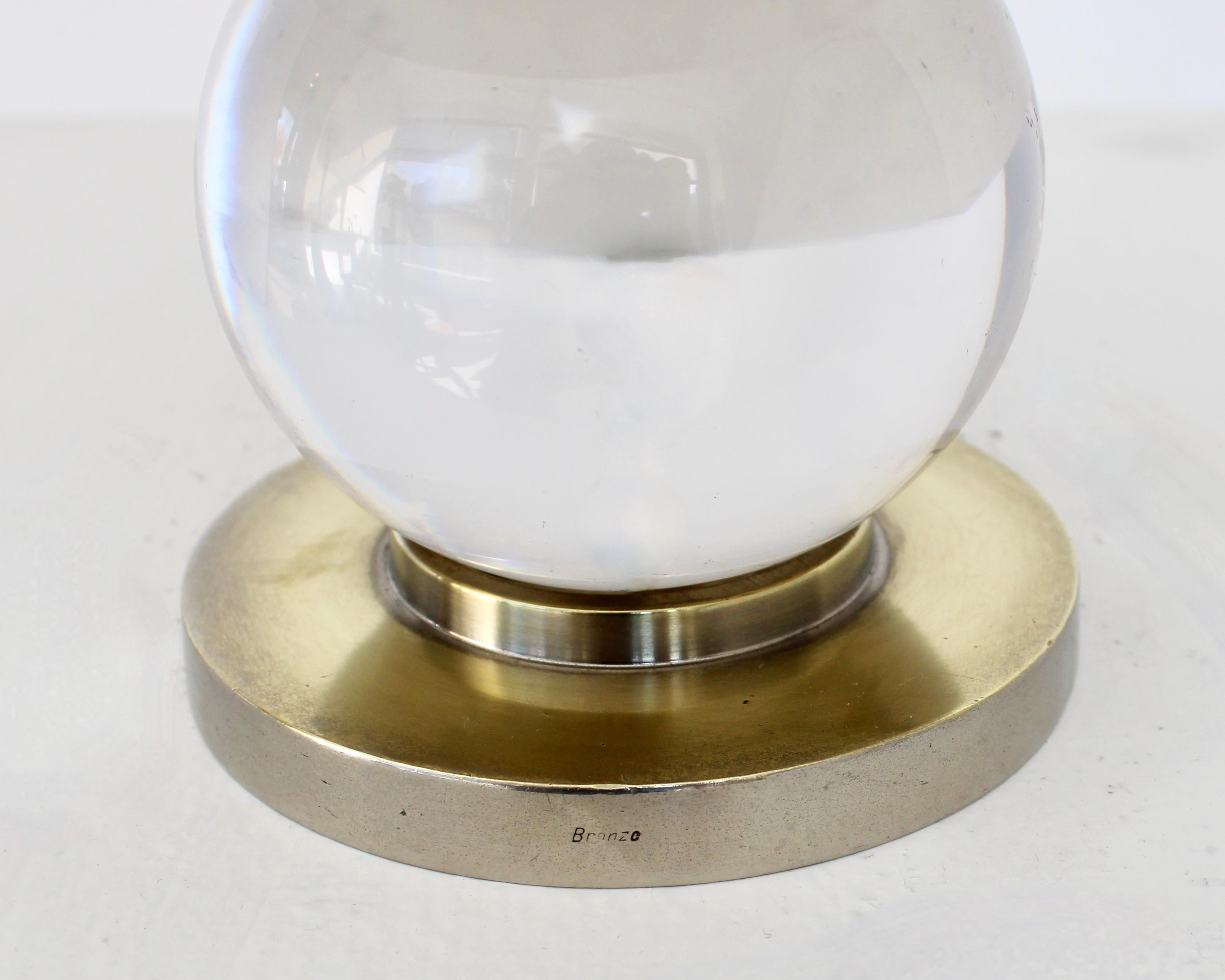Jacques Adnet Baccarat Crystal Glass and Bronze Base French Table Lamp 7