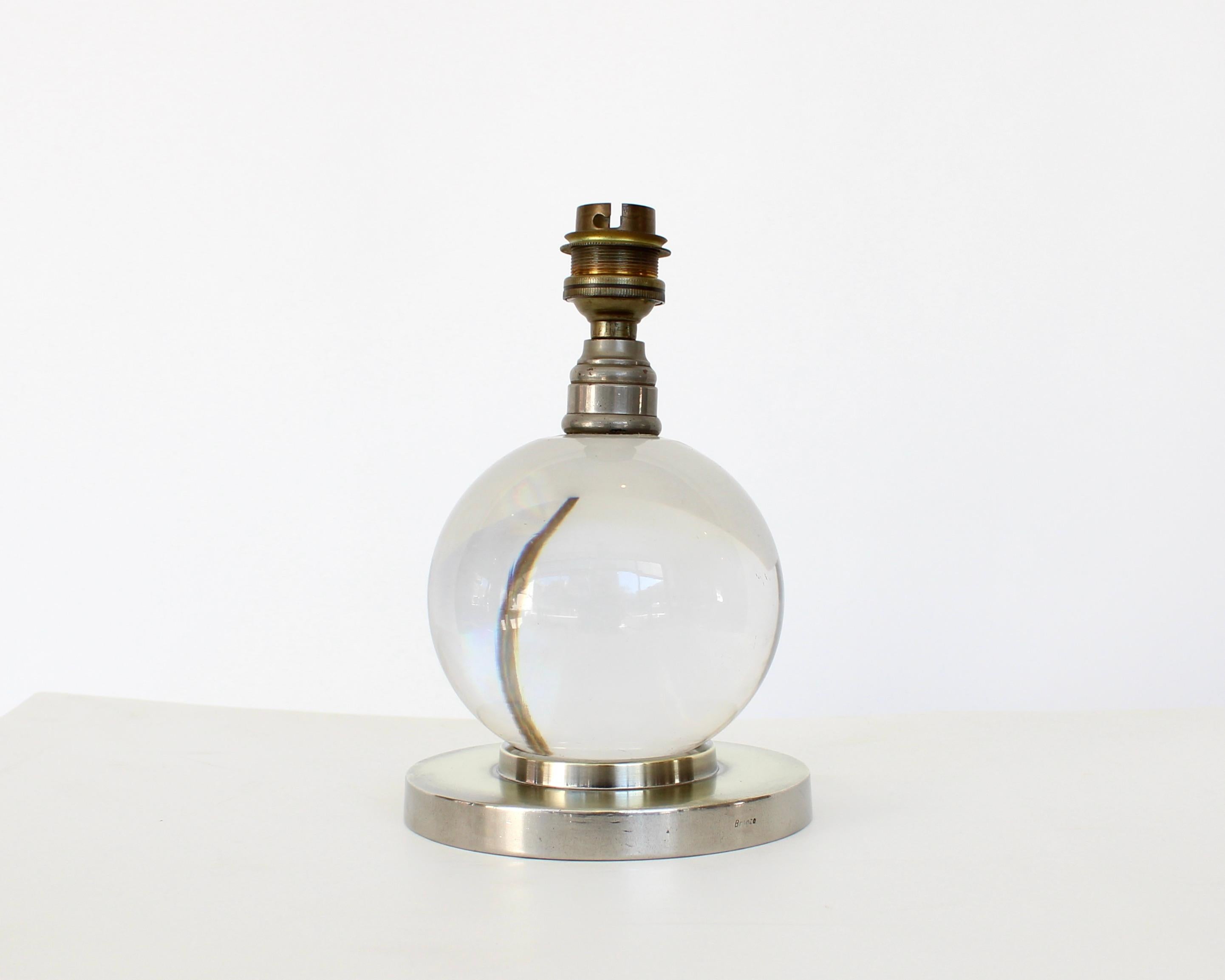 Jacques Adnet Baccarat Crystal Glass and Bronze Base French Table Lamp 8
