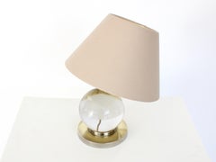 Jacques Adnet Lampe de table française Baccarat en cristal et base en bronze