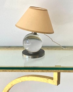 Jacques Adnet Baccarat Crystal Glass and Bronze Base French Table Lamp