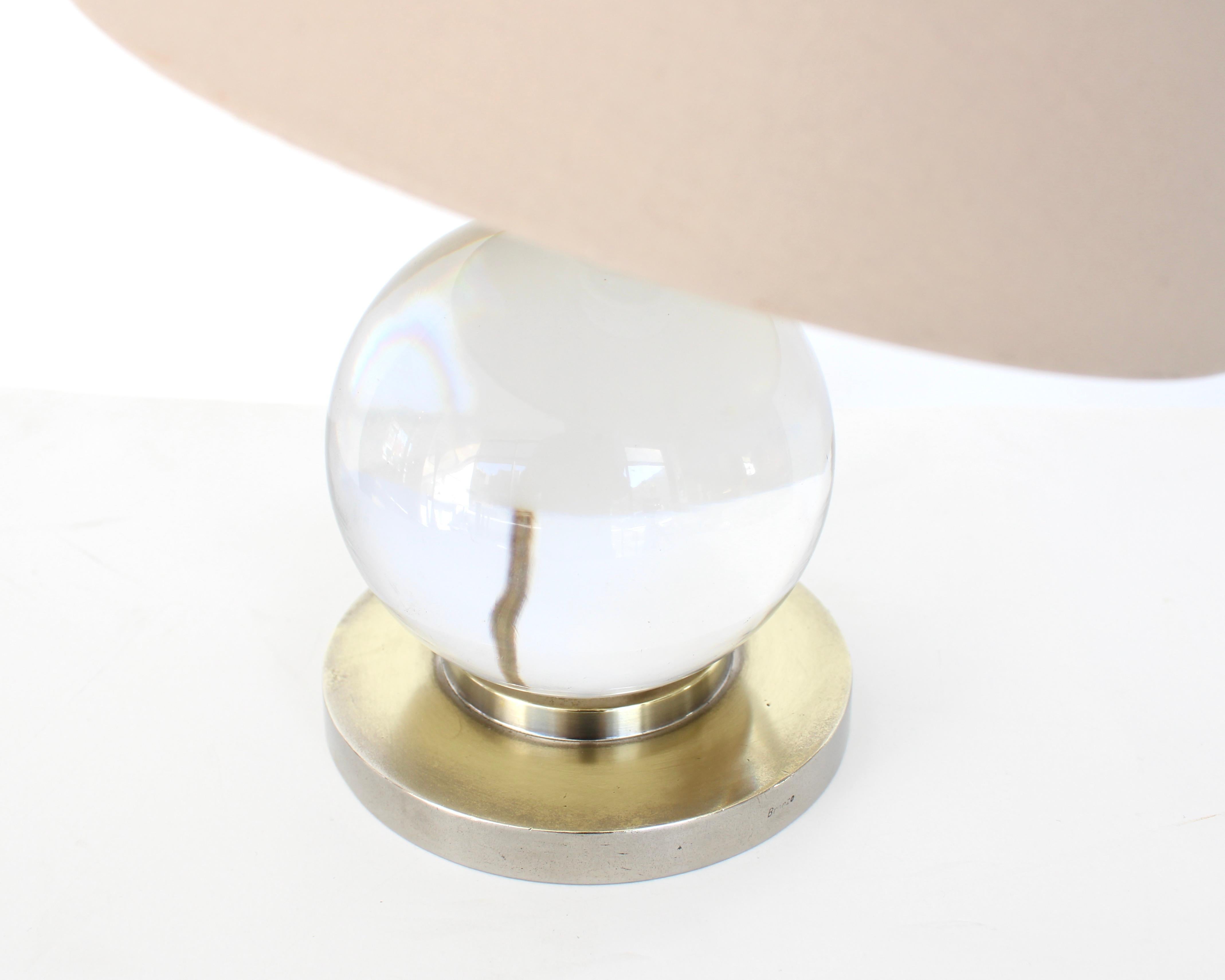 Jacques Adnet Baccarat Crystal Glass and Bronze Base French Table Lamp 1