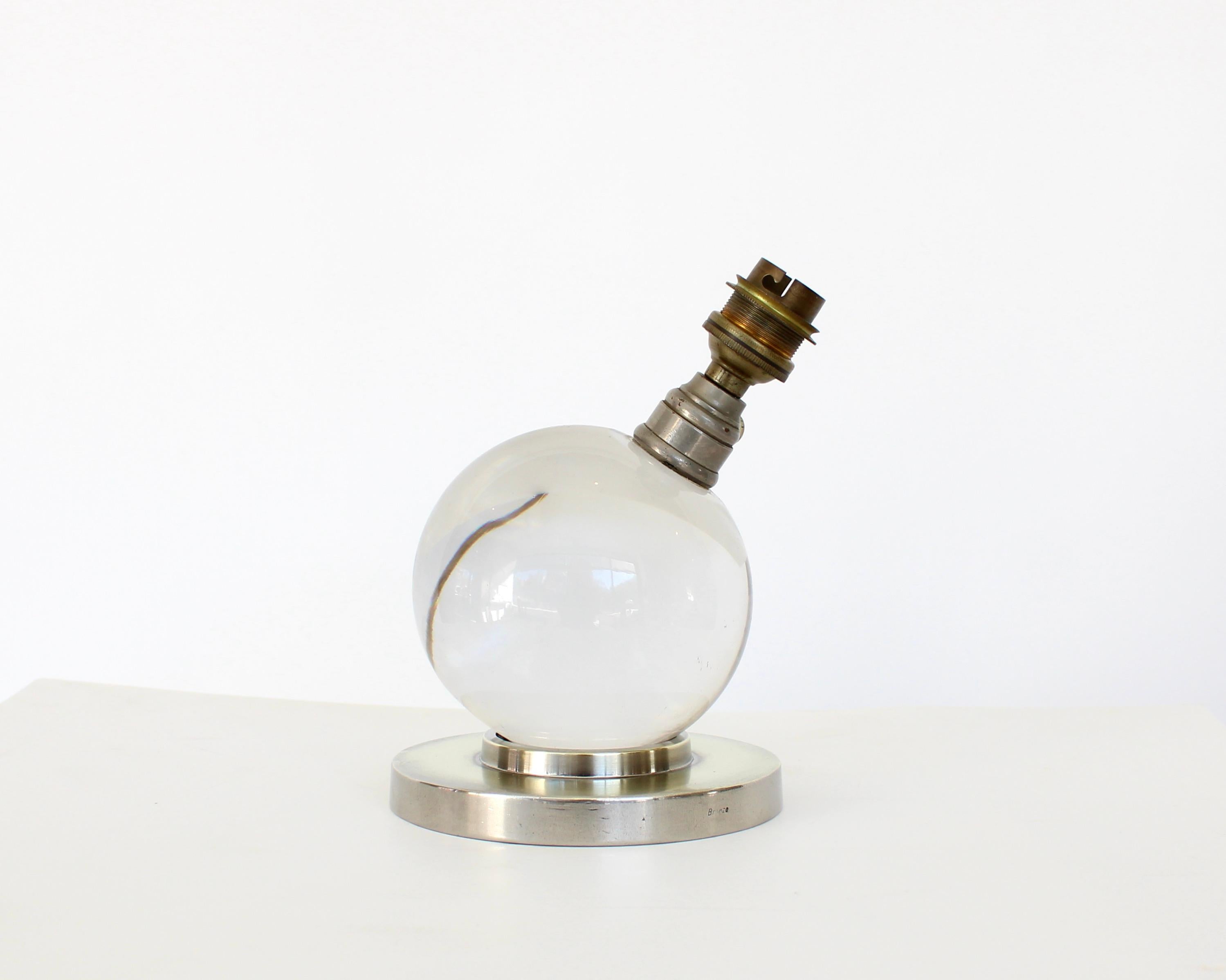 Jacques Adnet Baccarat Crystal Glass and Bronze Base French Table Lamp 3