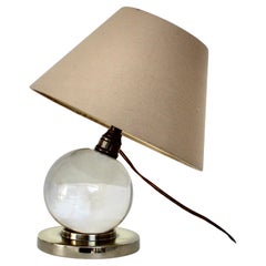 Jacques Adnet Baccarat Crystal Glass and Bronze Base French Table Lamp