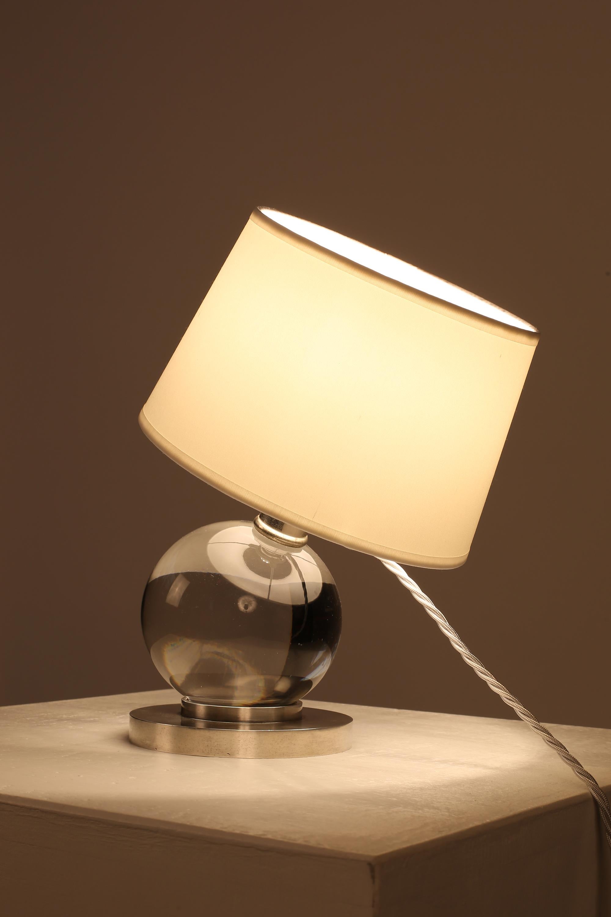 Jacques Adnet Baccarat Kristall Modell 7706 Boule Lampe im Angebot 4