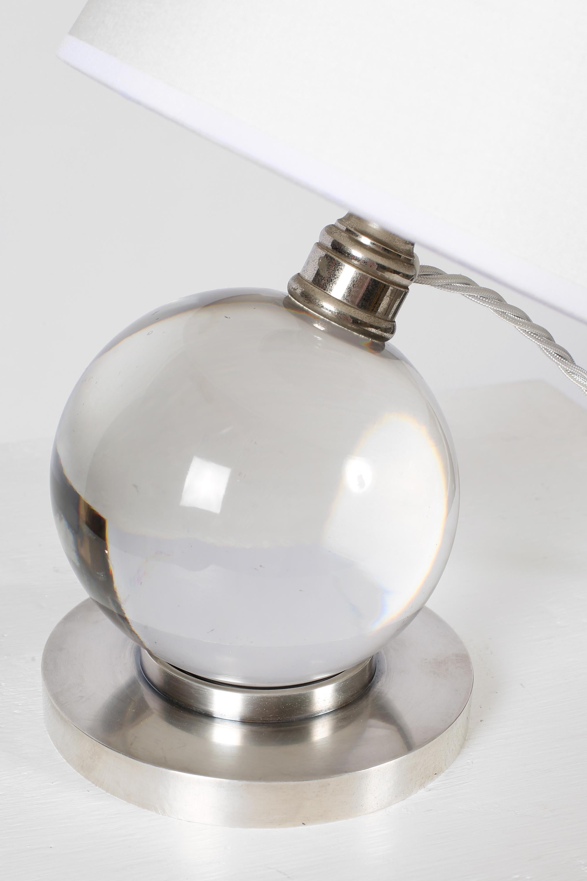 Jacques Adnet Baccarat Kristall Modell 7706 Boule Lampe im Angebot 6