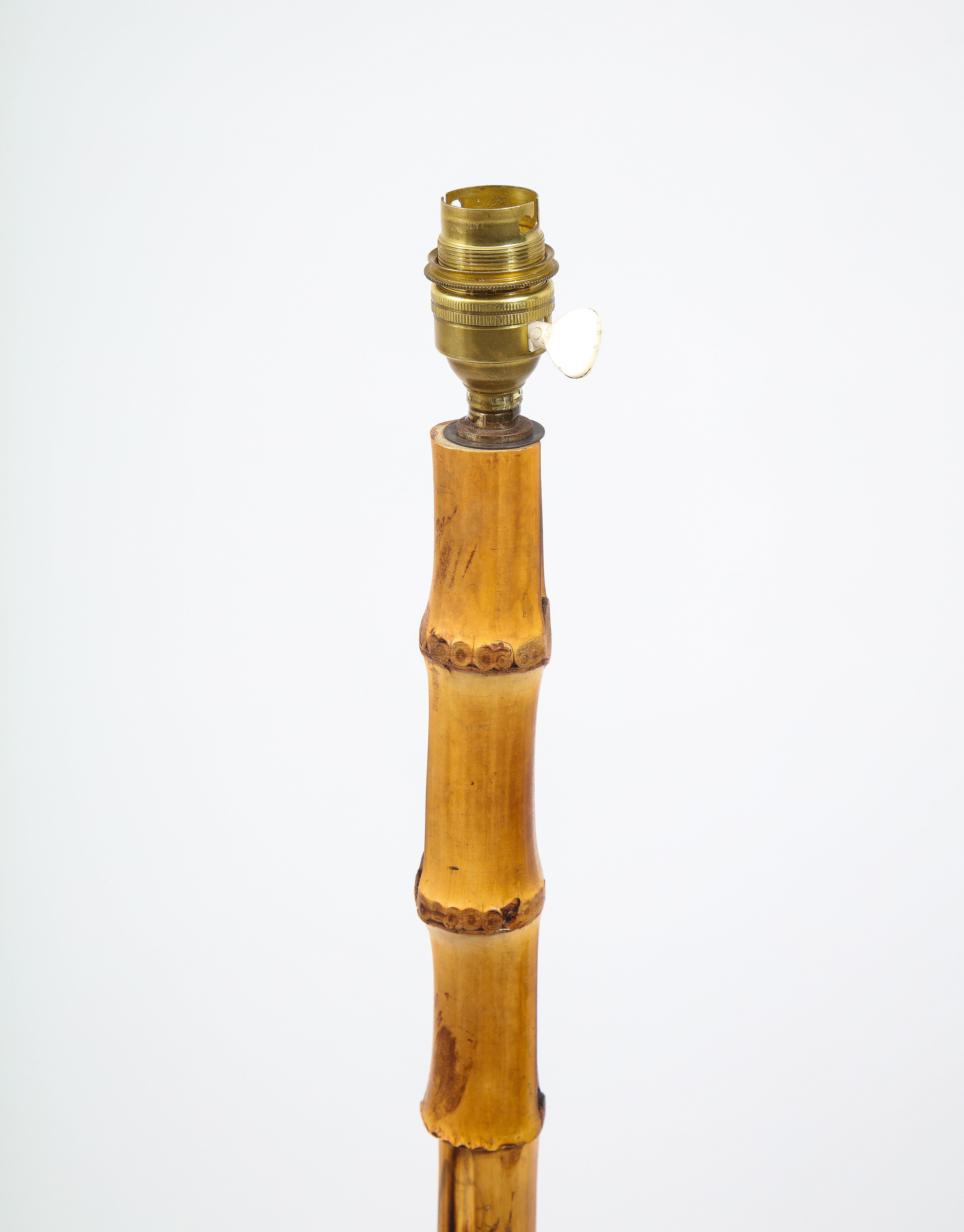 Jacques Adnet Bamboo, Brass & Leather Floor Lamp, France, 1950's 6