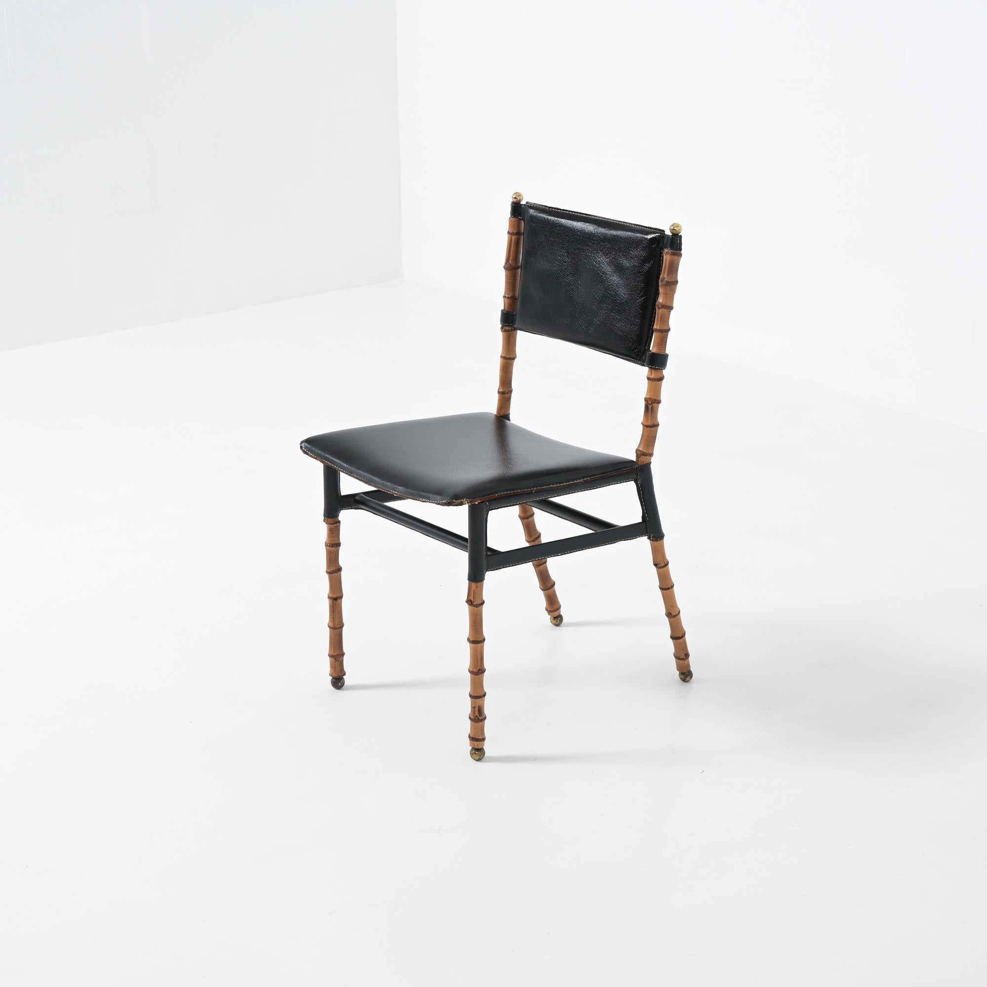 Jacques Adnet bamboo chair In Fair Condition In Vlimmeren, BE