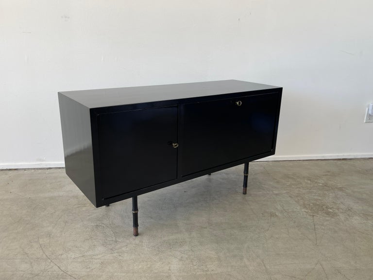 Leather Jacques Adnet Bar Cabinet For Sale