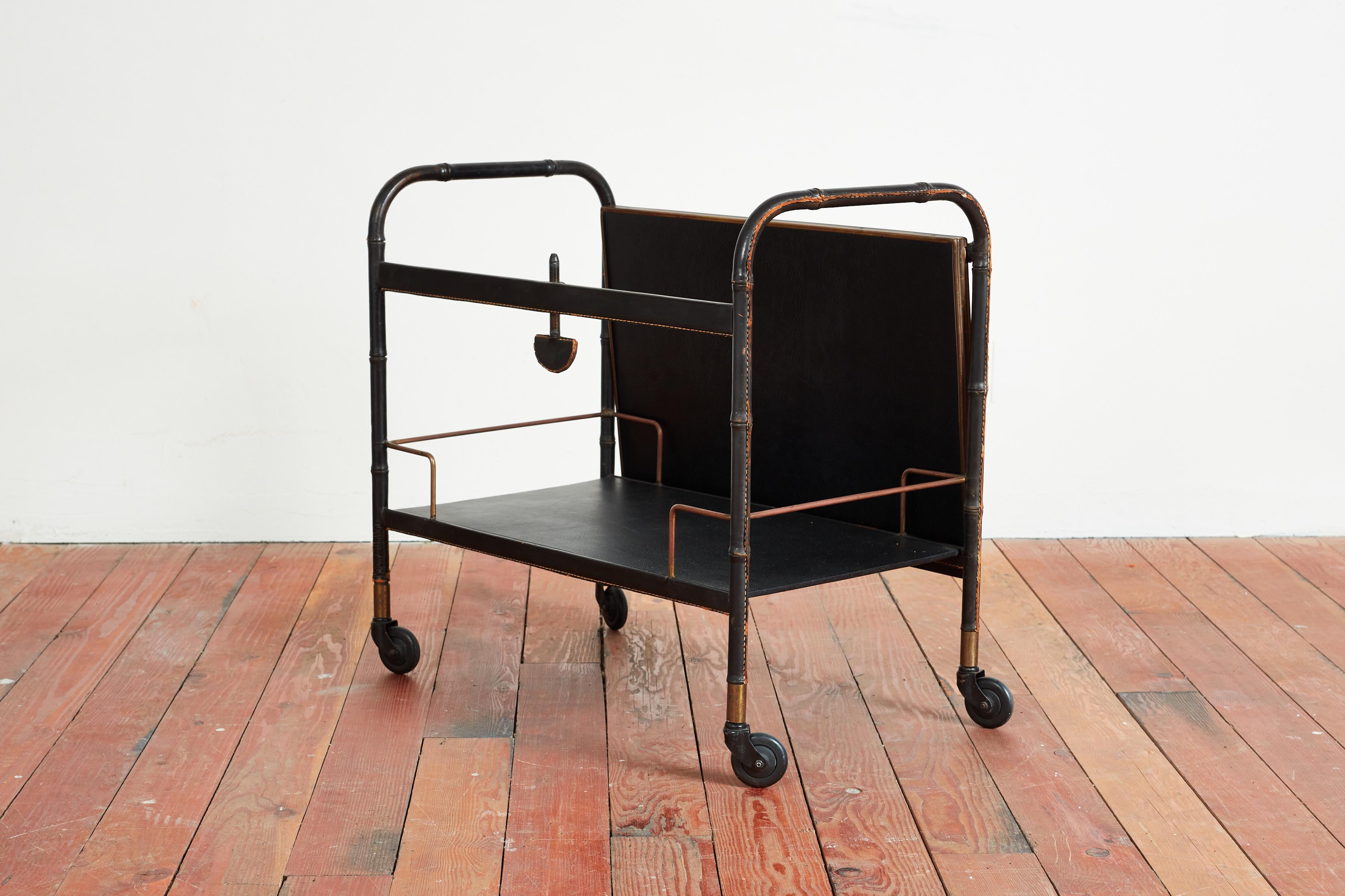 French Jacques Adnet Bar Cart For Sale