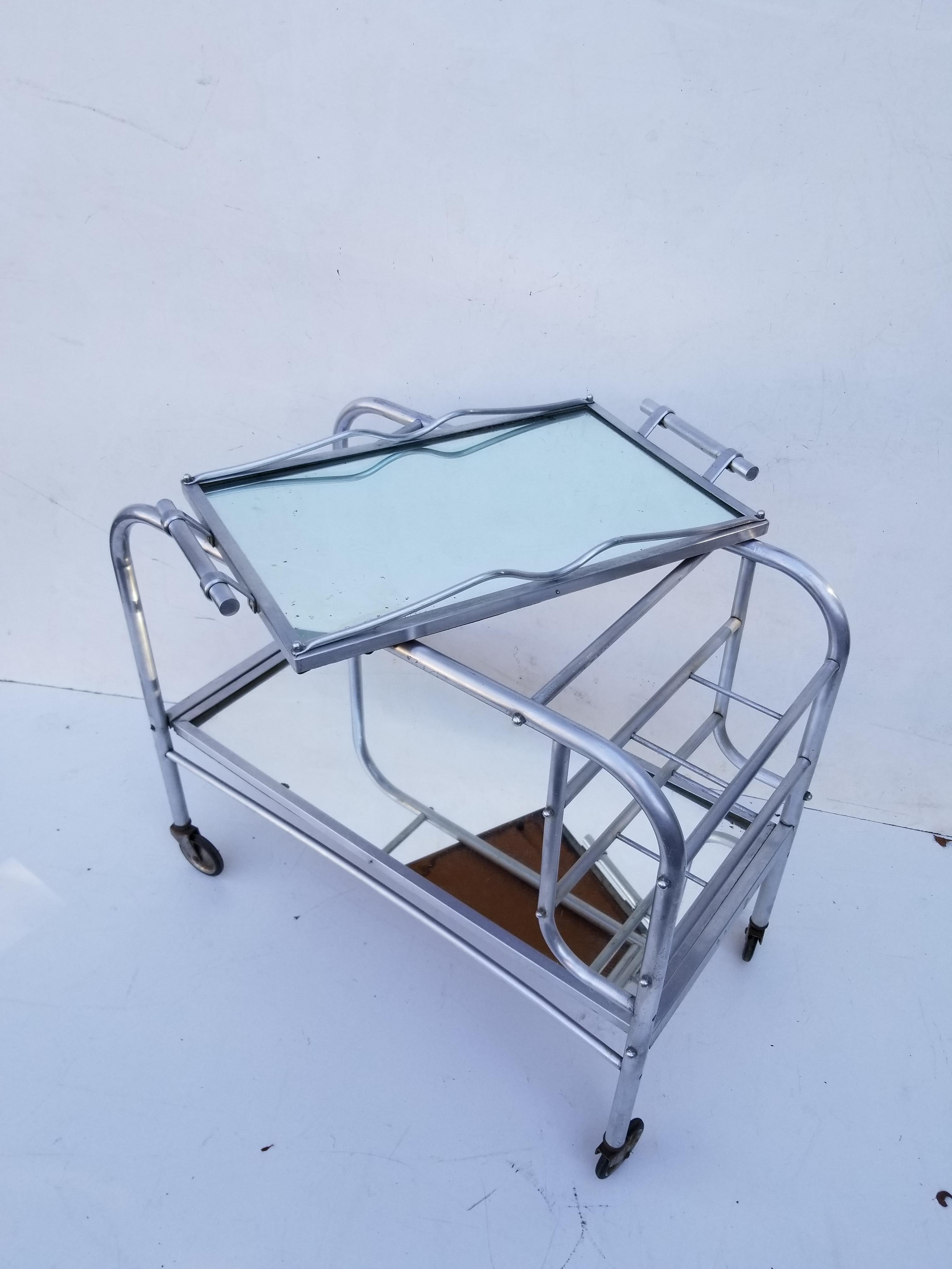 Mid-Century Modern Jacques Adnet Bar Cart For Sale