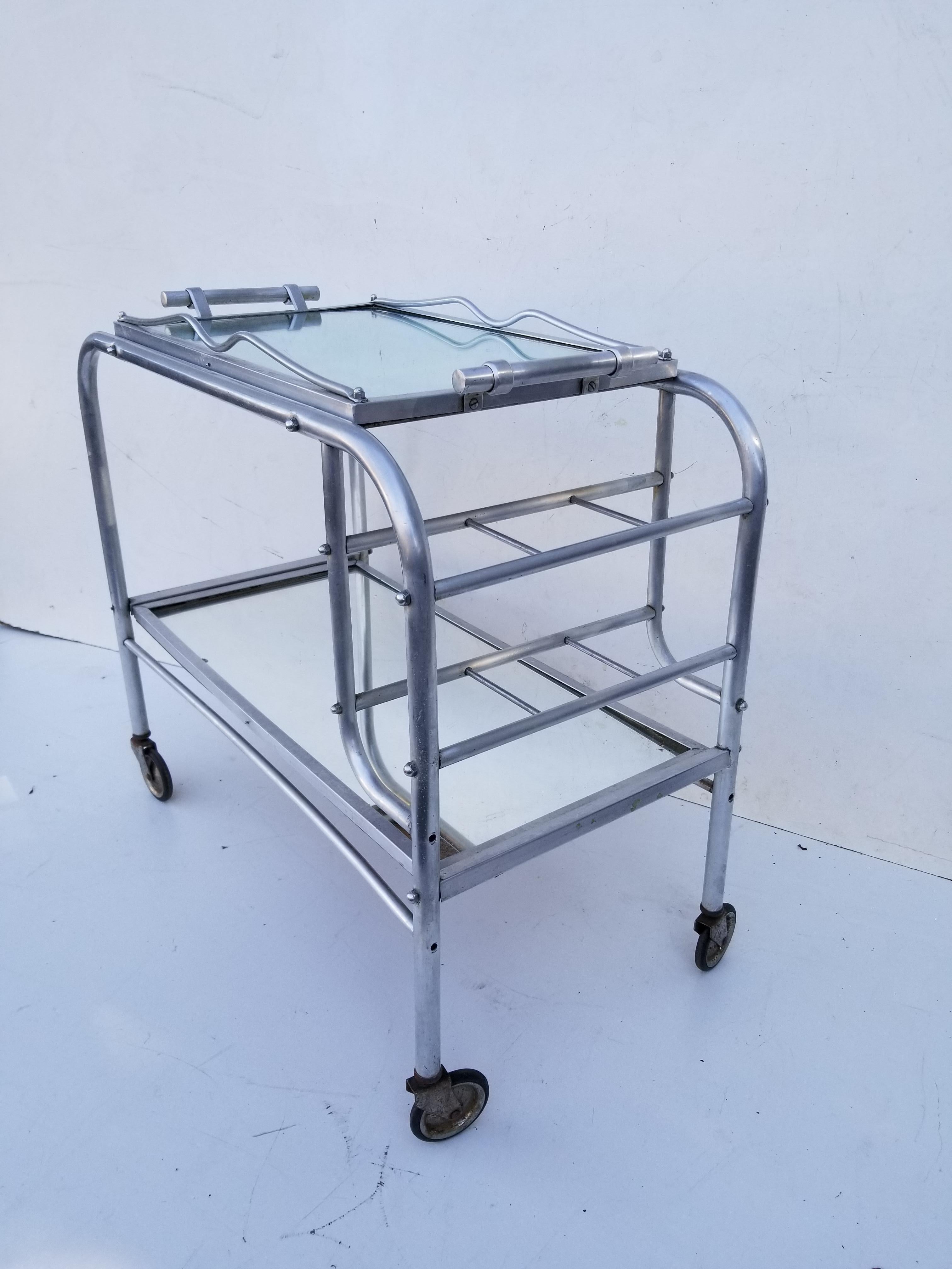 French Jacques Adnet Bar Cart For Sale