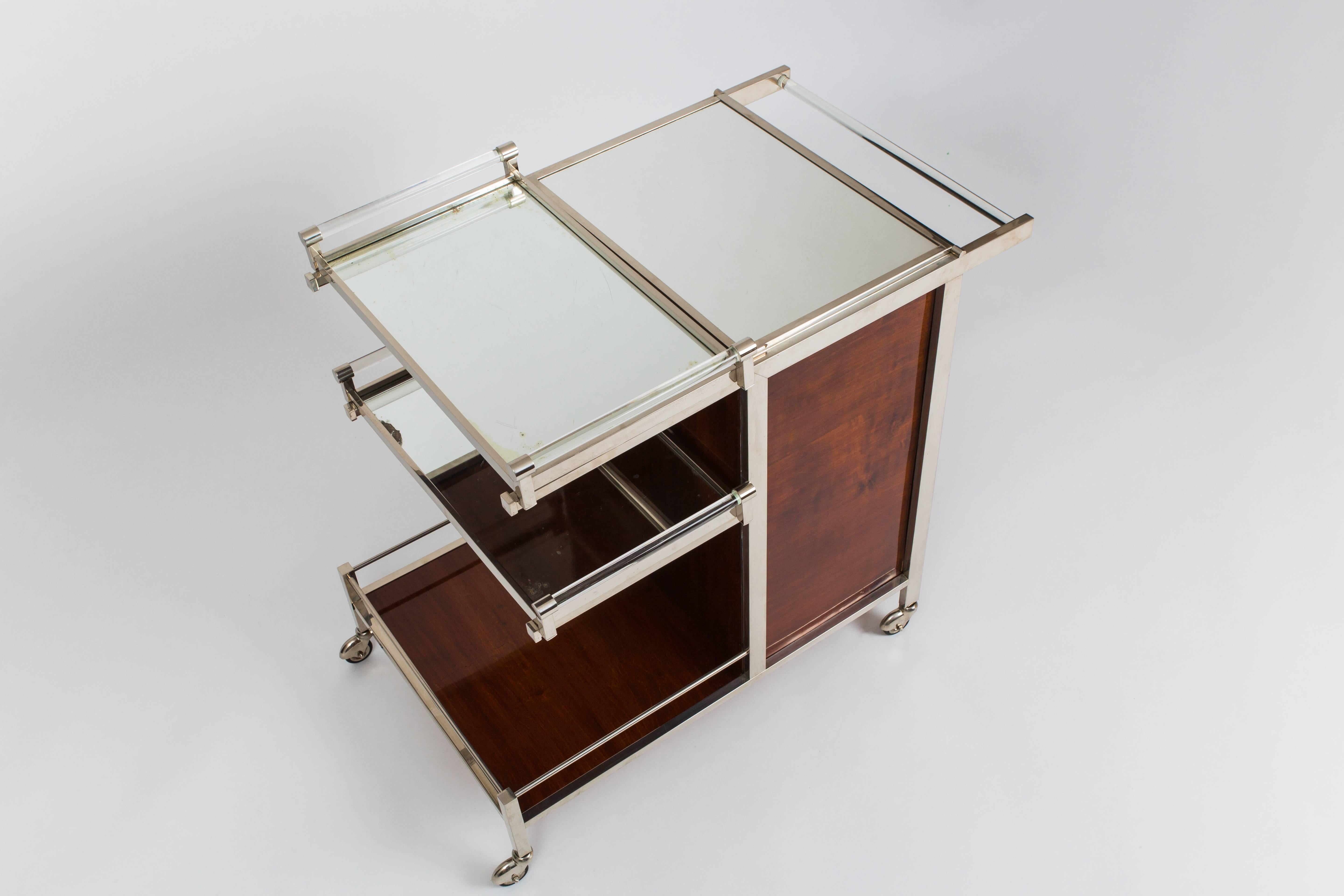 Jacques Adnet Art Deco Palisander Bar Cart In Good Condition In New York, NY