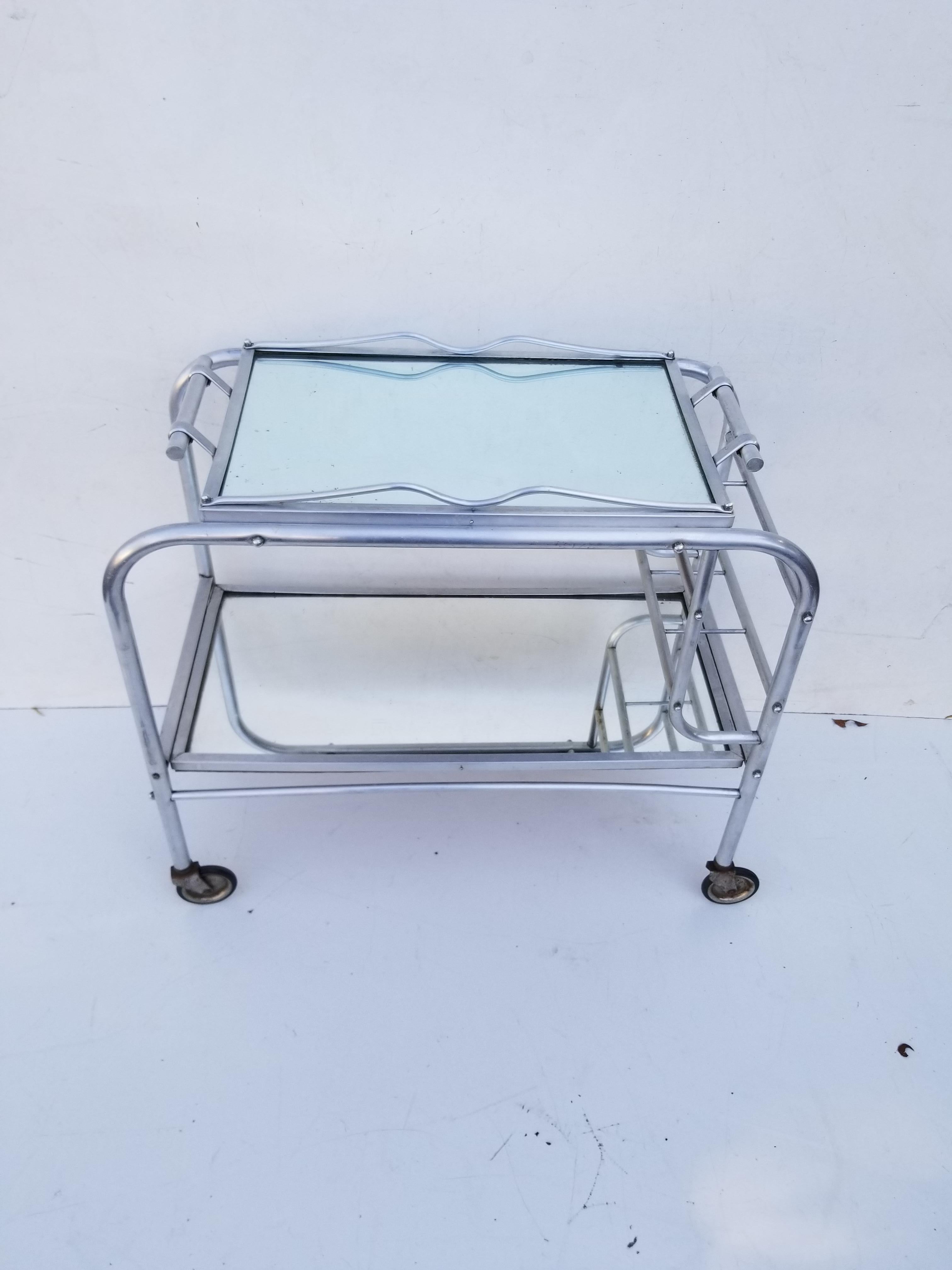 Jacques Adnet Bar Cart In Fair Condition For Sale In Miami, FL