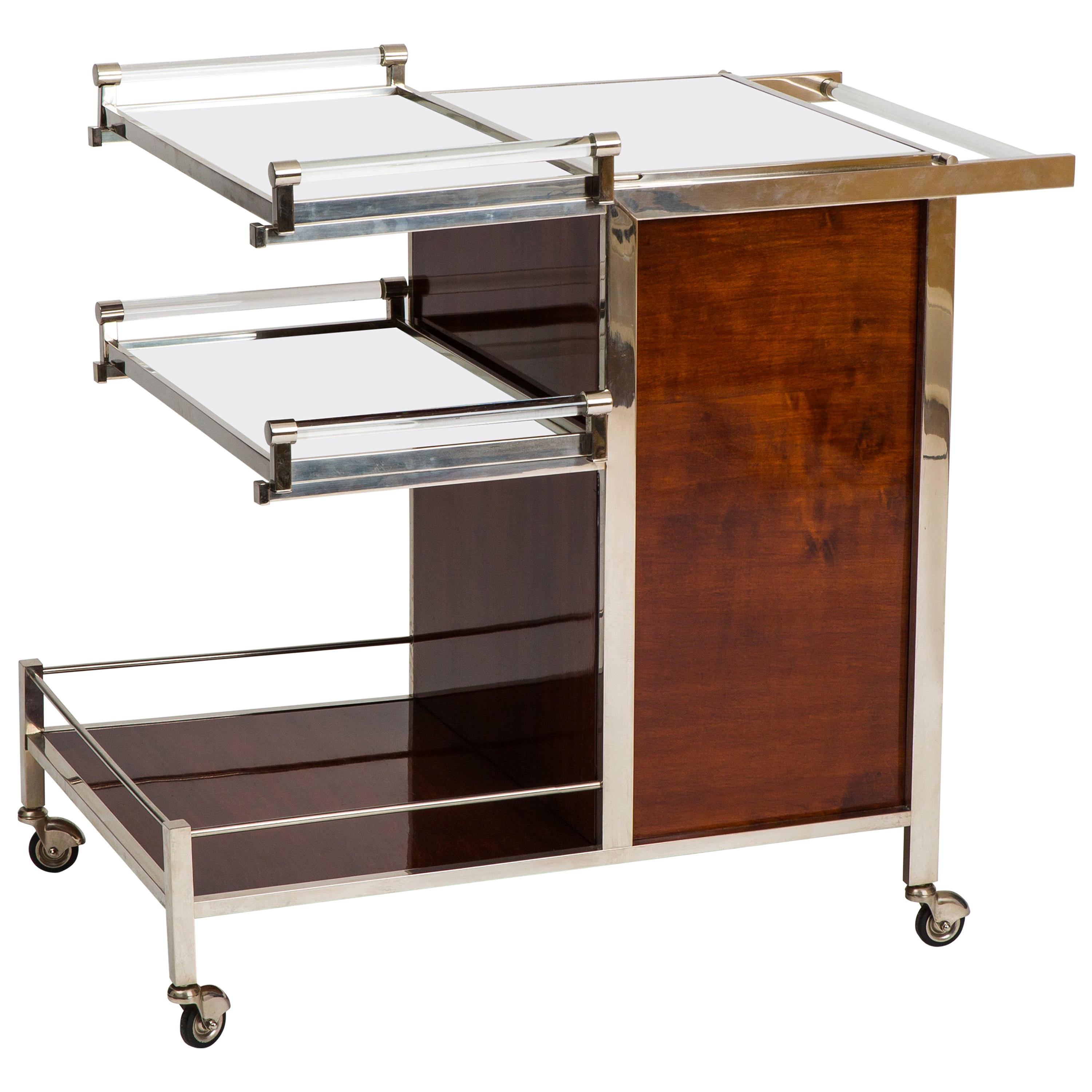 Jacques Adnet Art Deco Palisander Bar Cart