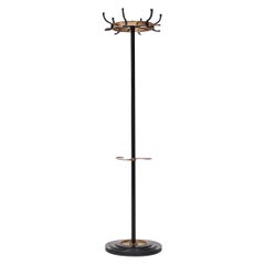 Jacques Adnet Black and Brass Coat Tree