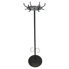 Jacques Adnet, Black Lacquered and Chrome Standing Coat Rack, French, circa 1950