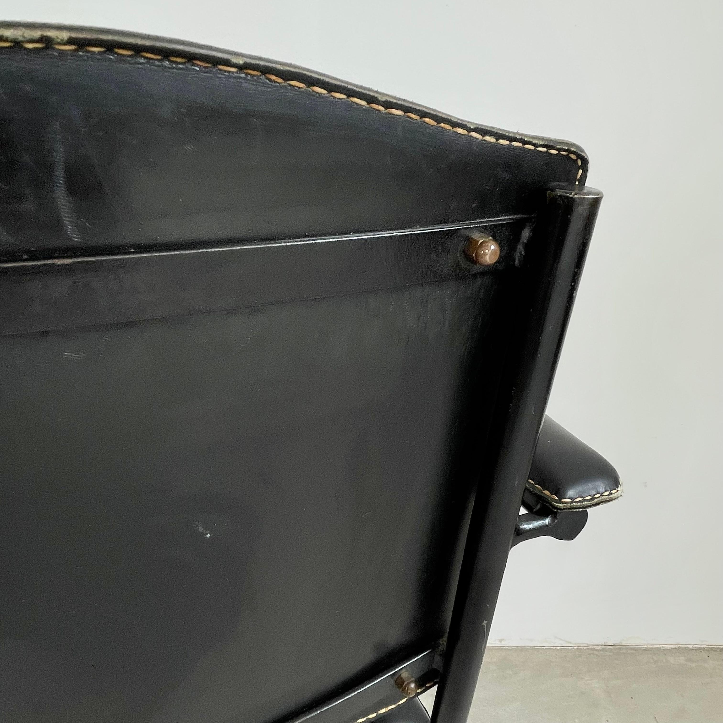 Jacques Adnet Black Leather Armchair, 1950s 3