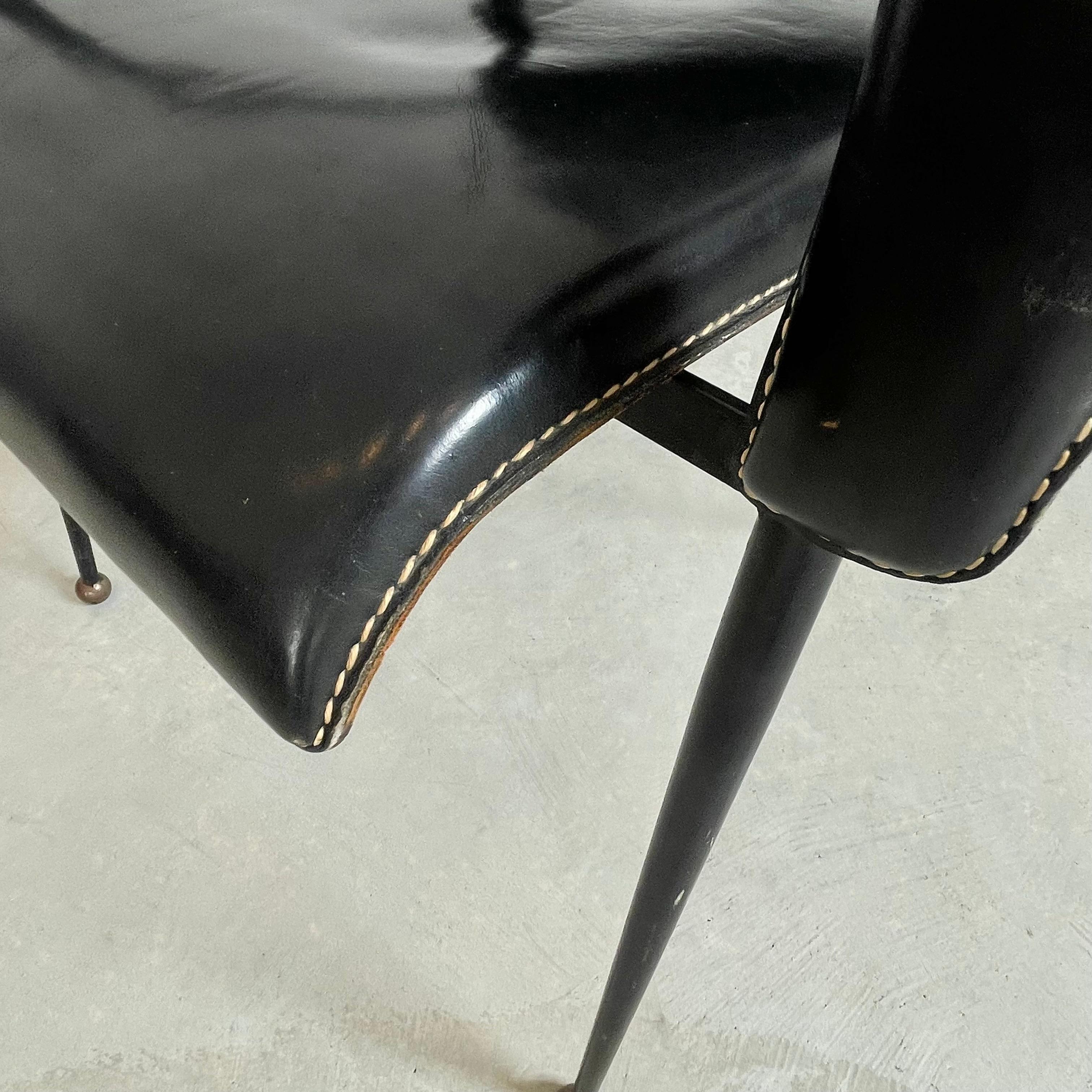 Jacques Adnet Black Leather Armchair, 1950s 4