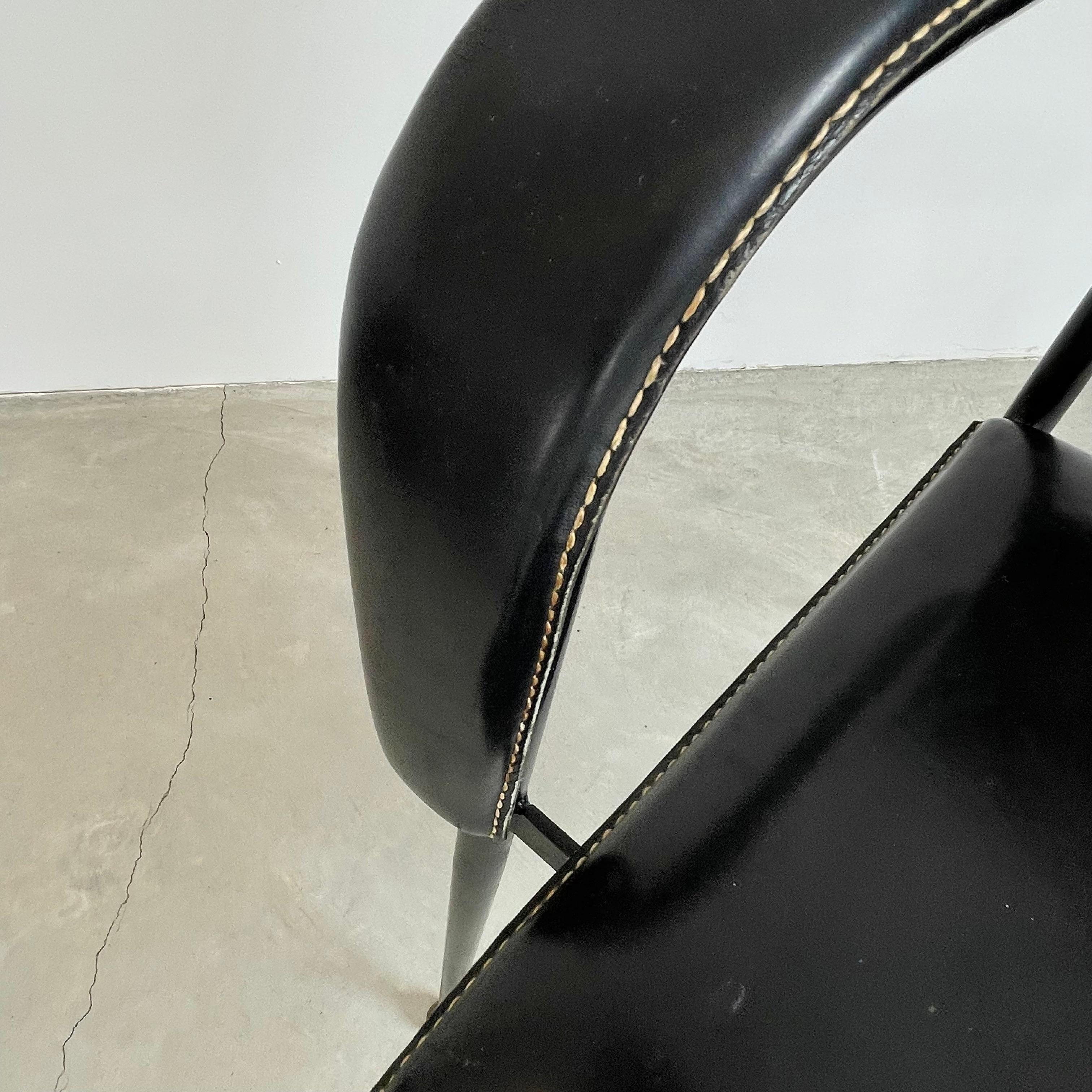 Jacques Adnet Black Leather Armchair, 1950s 6