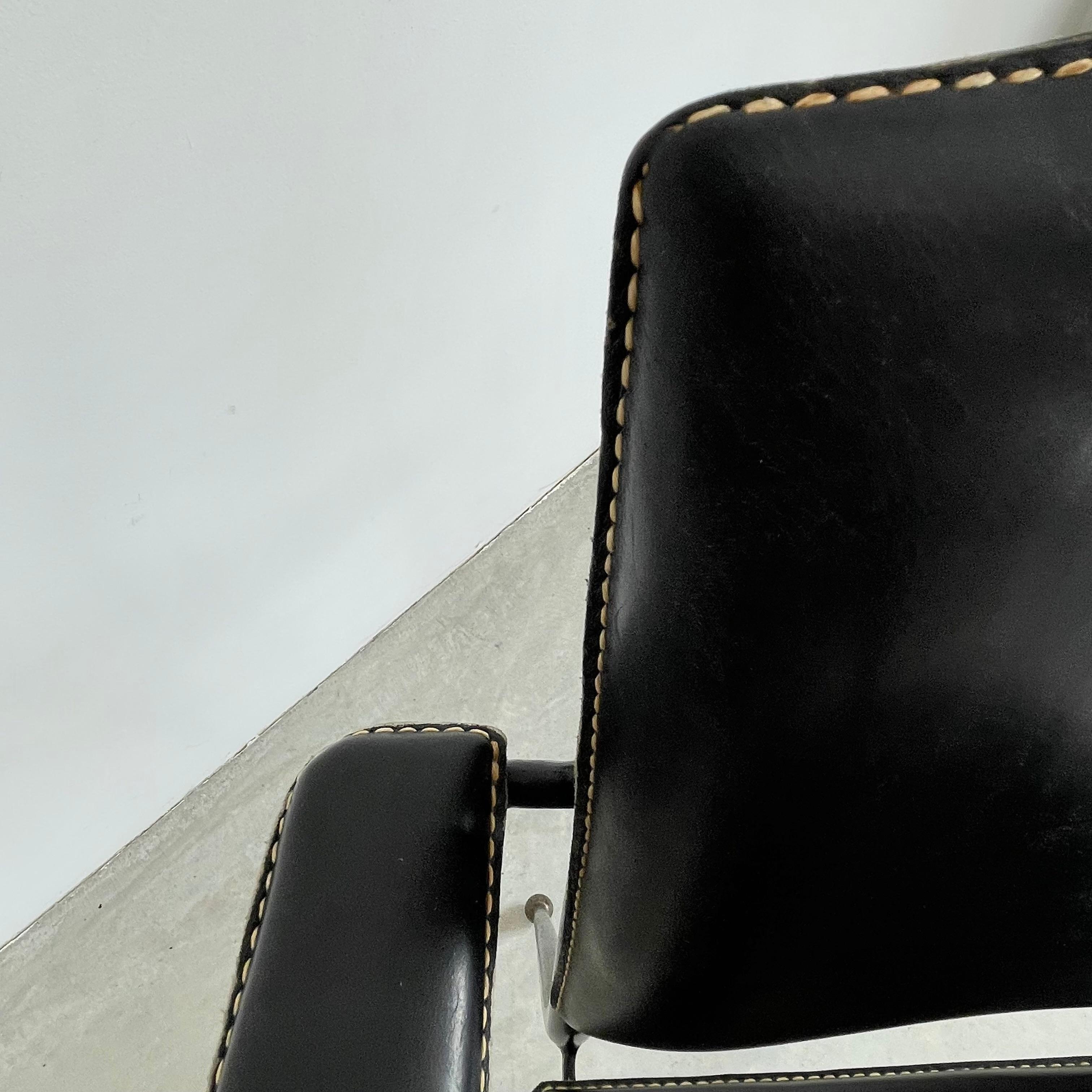 Jacques Adnet Black Leather Armchair, 1950s 7