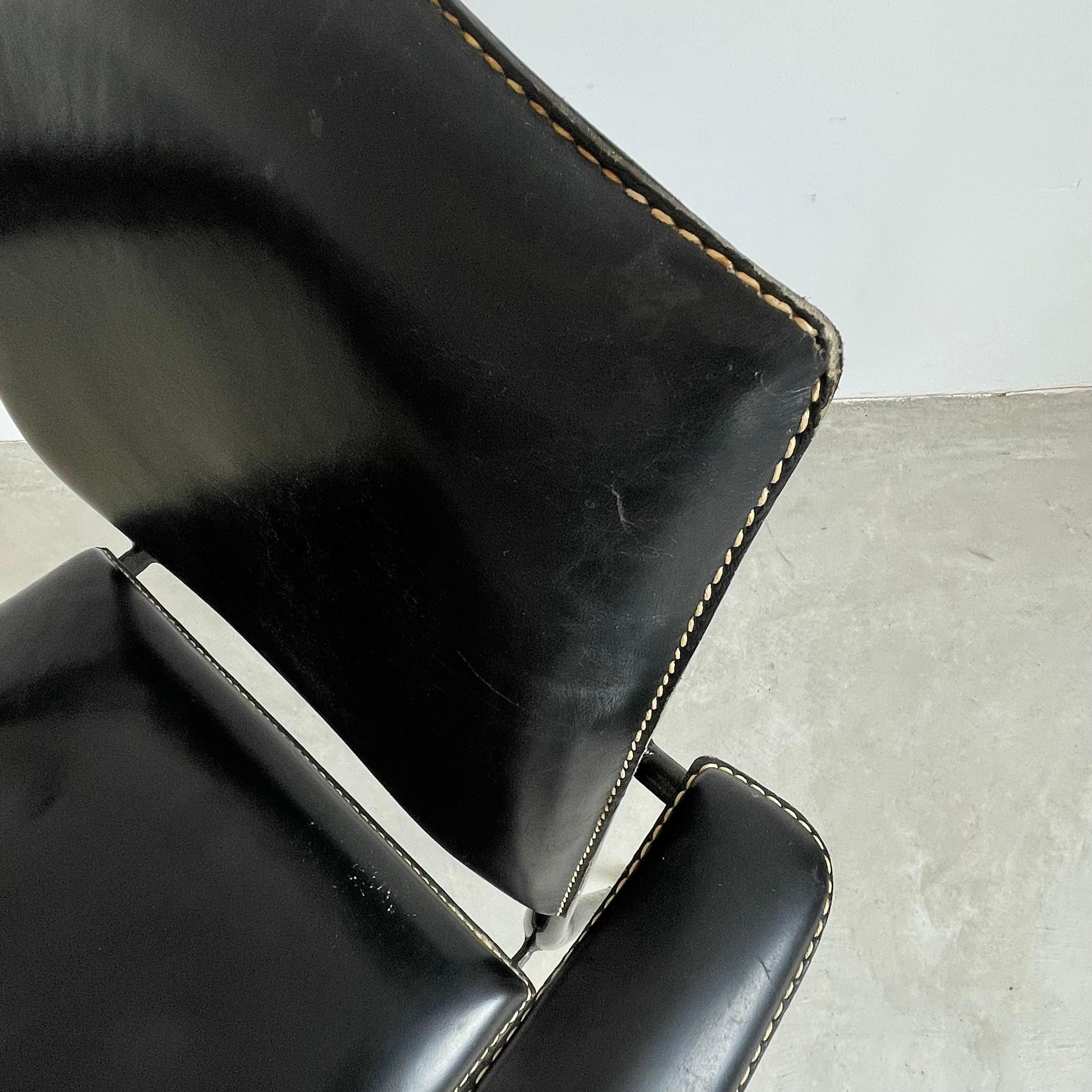 Jacques Adnet Black Leather Armchair, 1950s 8