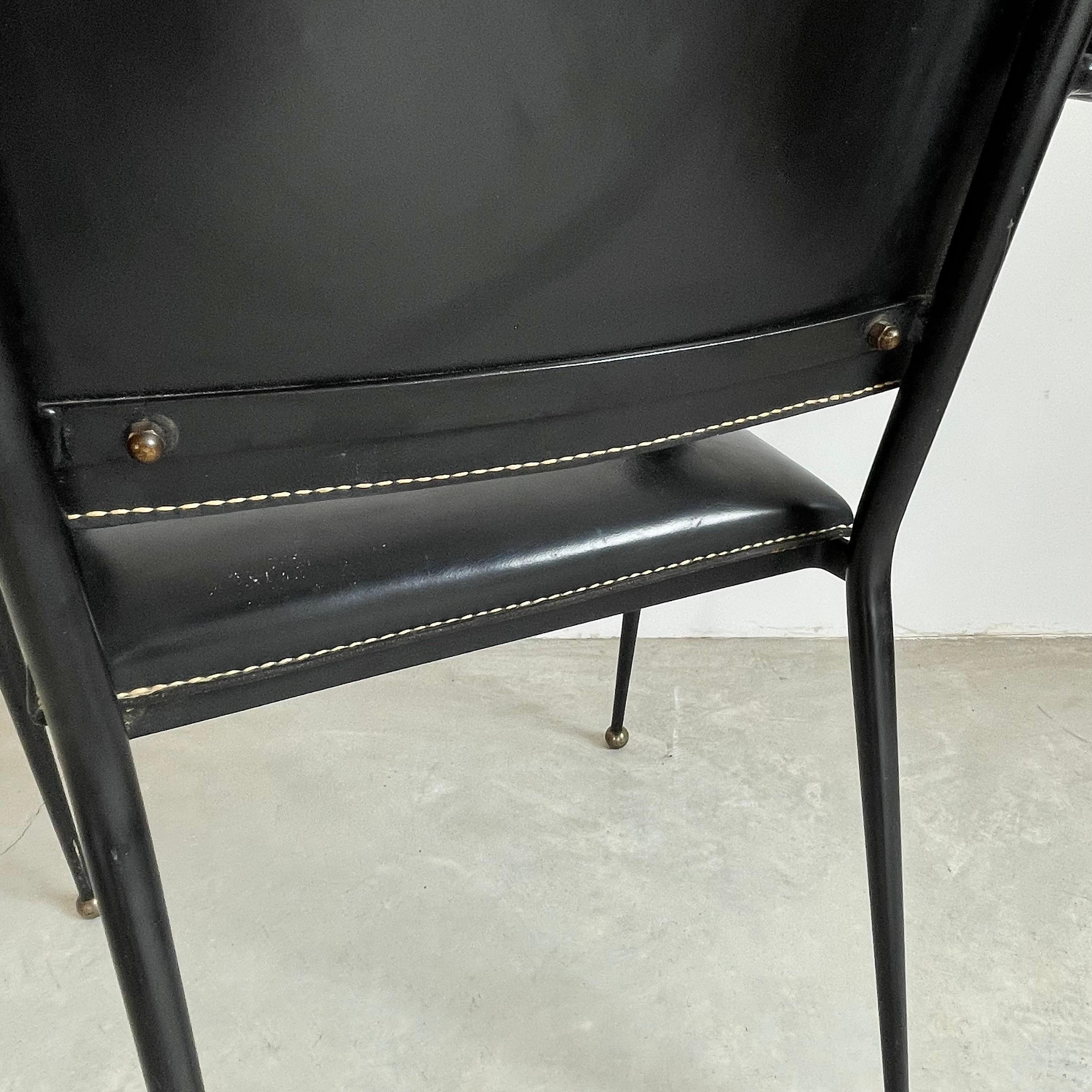 Jacques Adnet Black Leather Armchair, 1950s 11