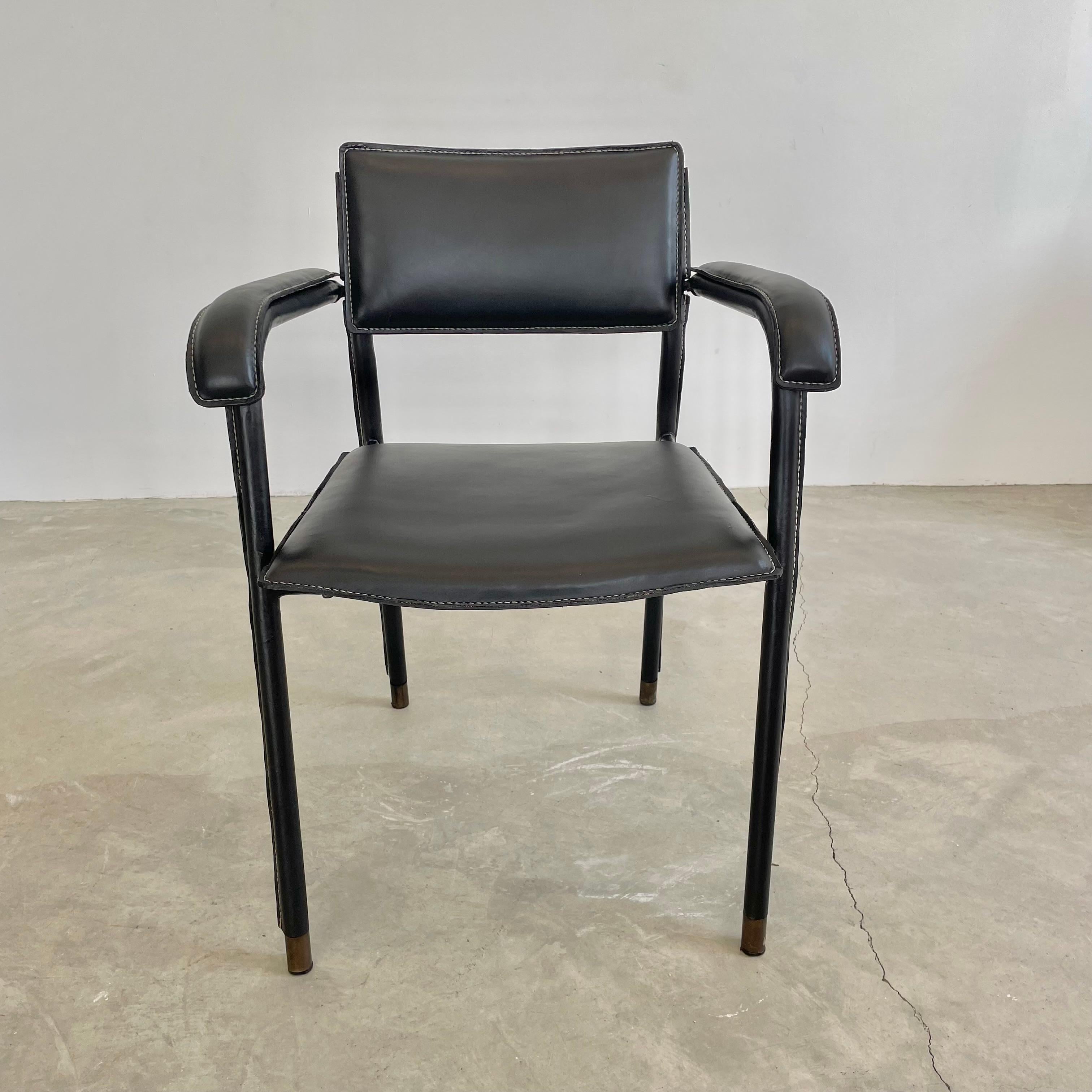 Jacques Adnet Black Leather Armchair, 1950s France 5