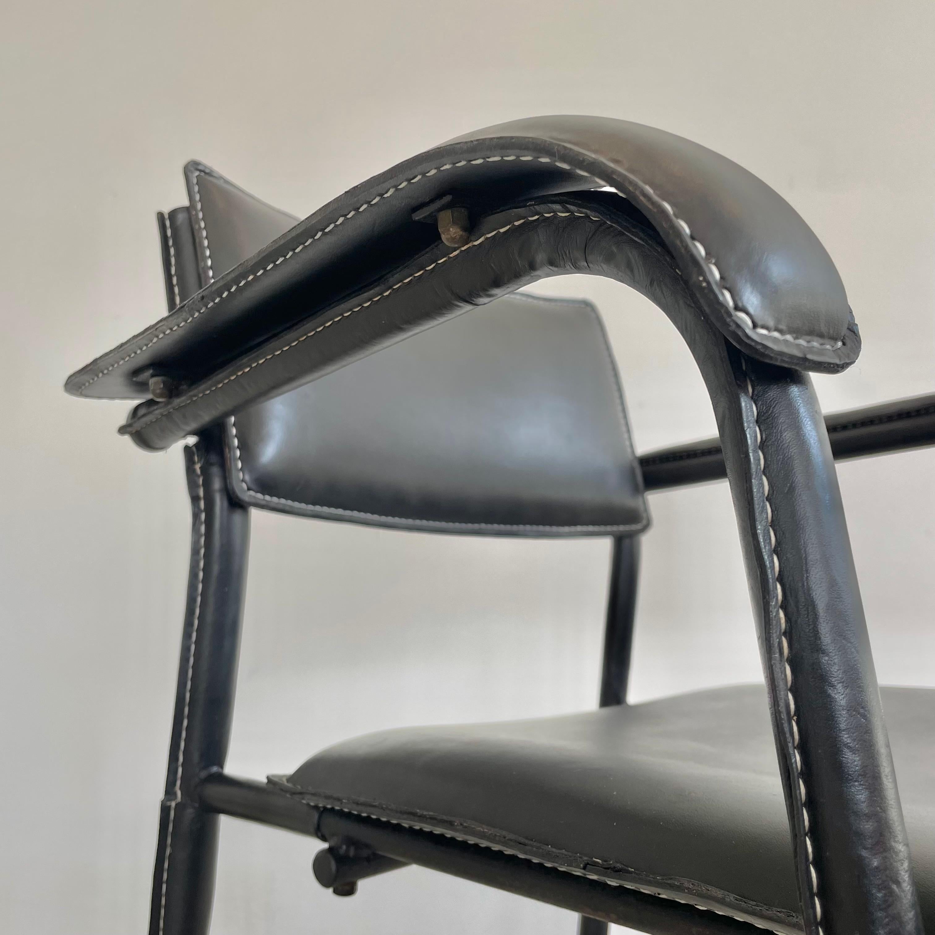 Jacques Adnet Black Leather Armchair, 1950s France 9