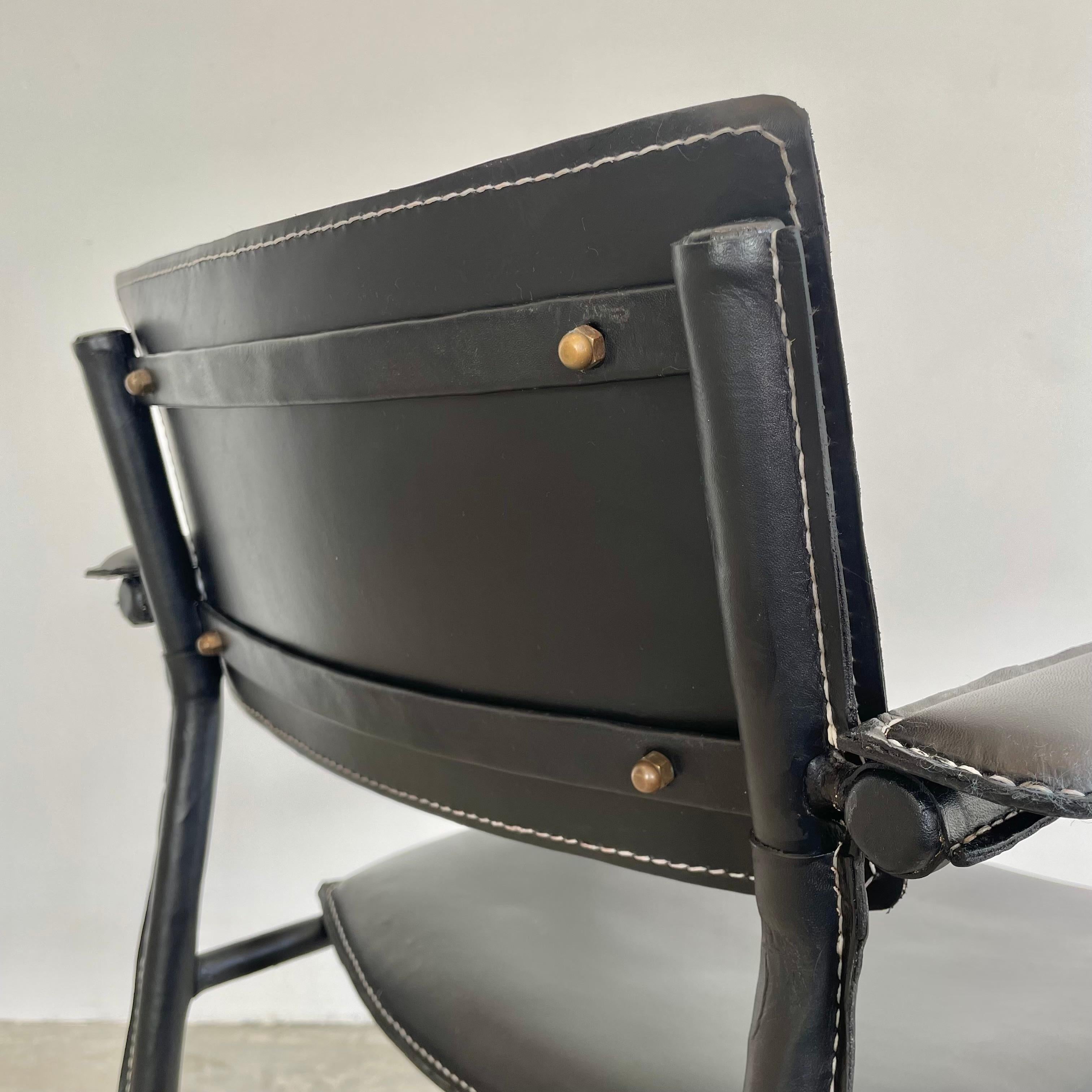 Jacques Adnet Black Leather Armchair, 1950s France 12