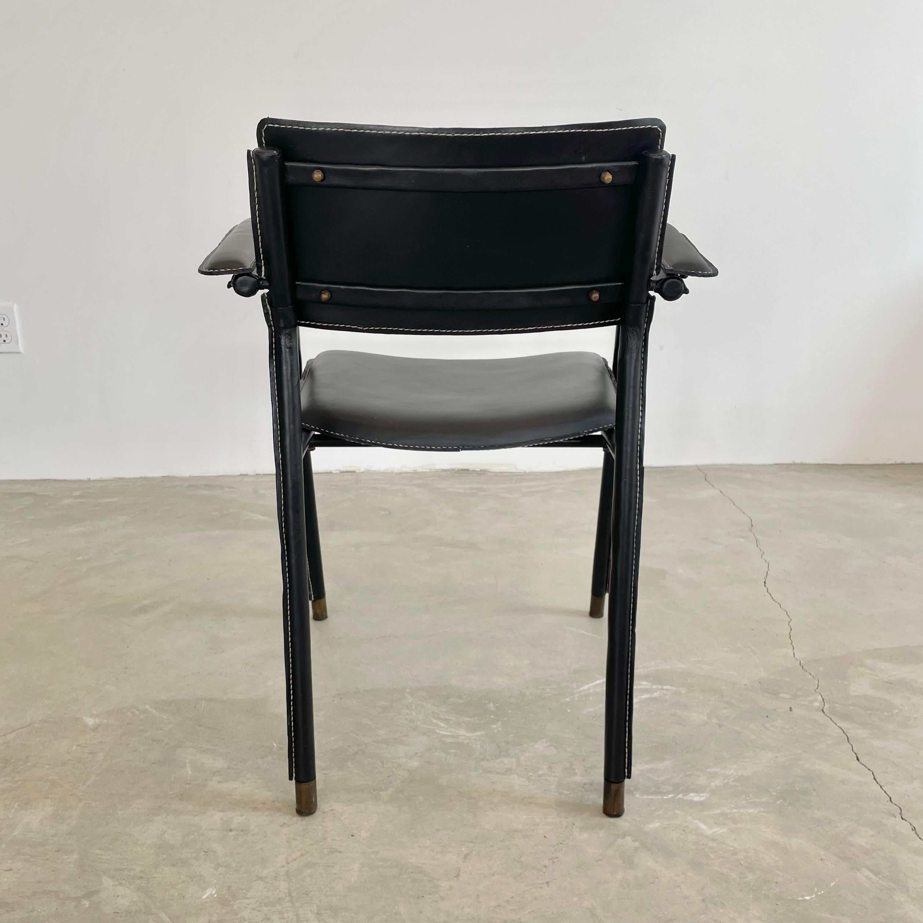 Jacques Adnet Black Leather Armchair, 1950s France 1