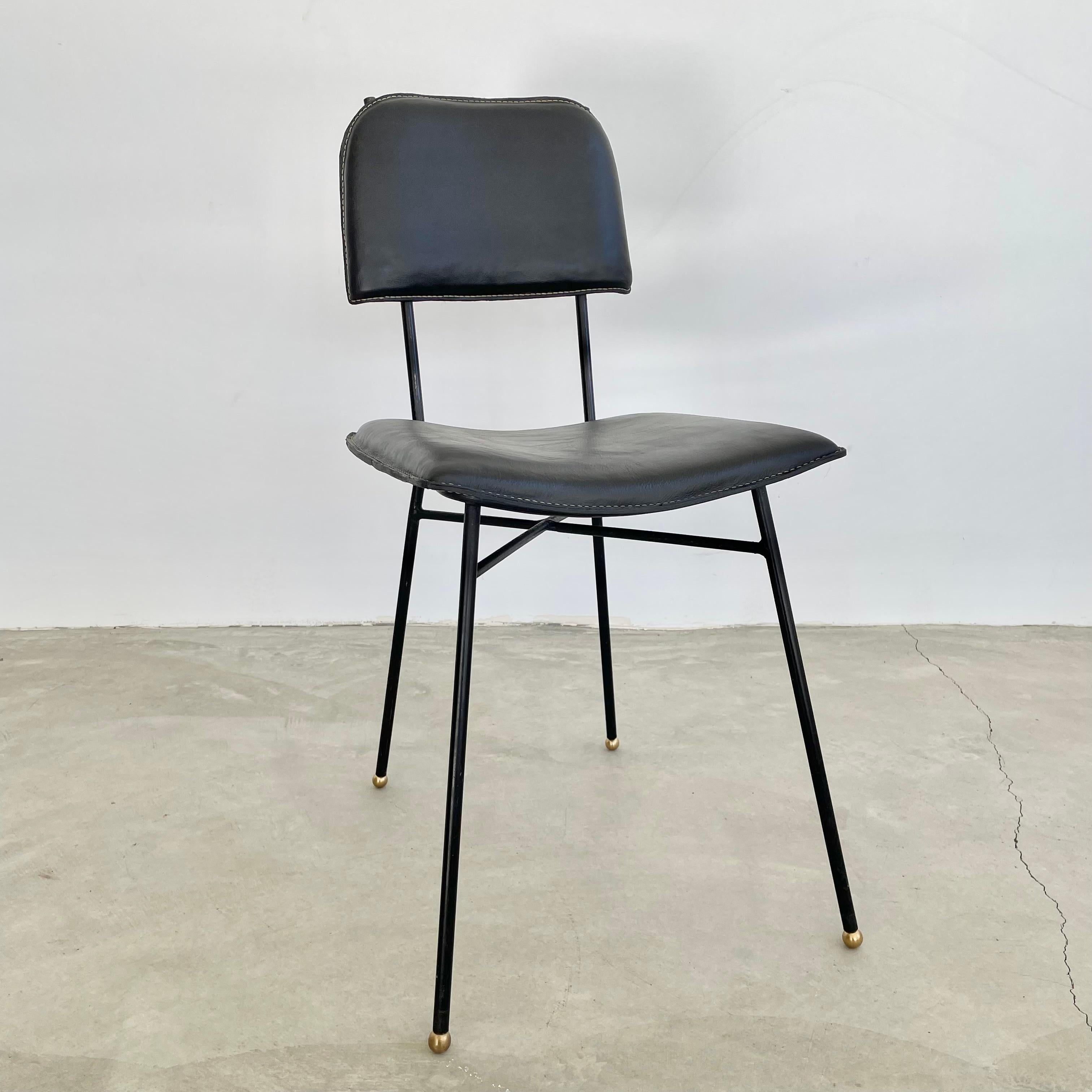Jacques Adnet Black Leather Chair, 1950s France For Sale 4