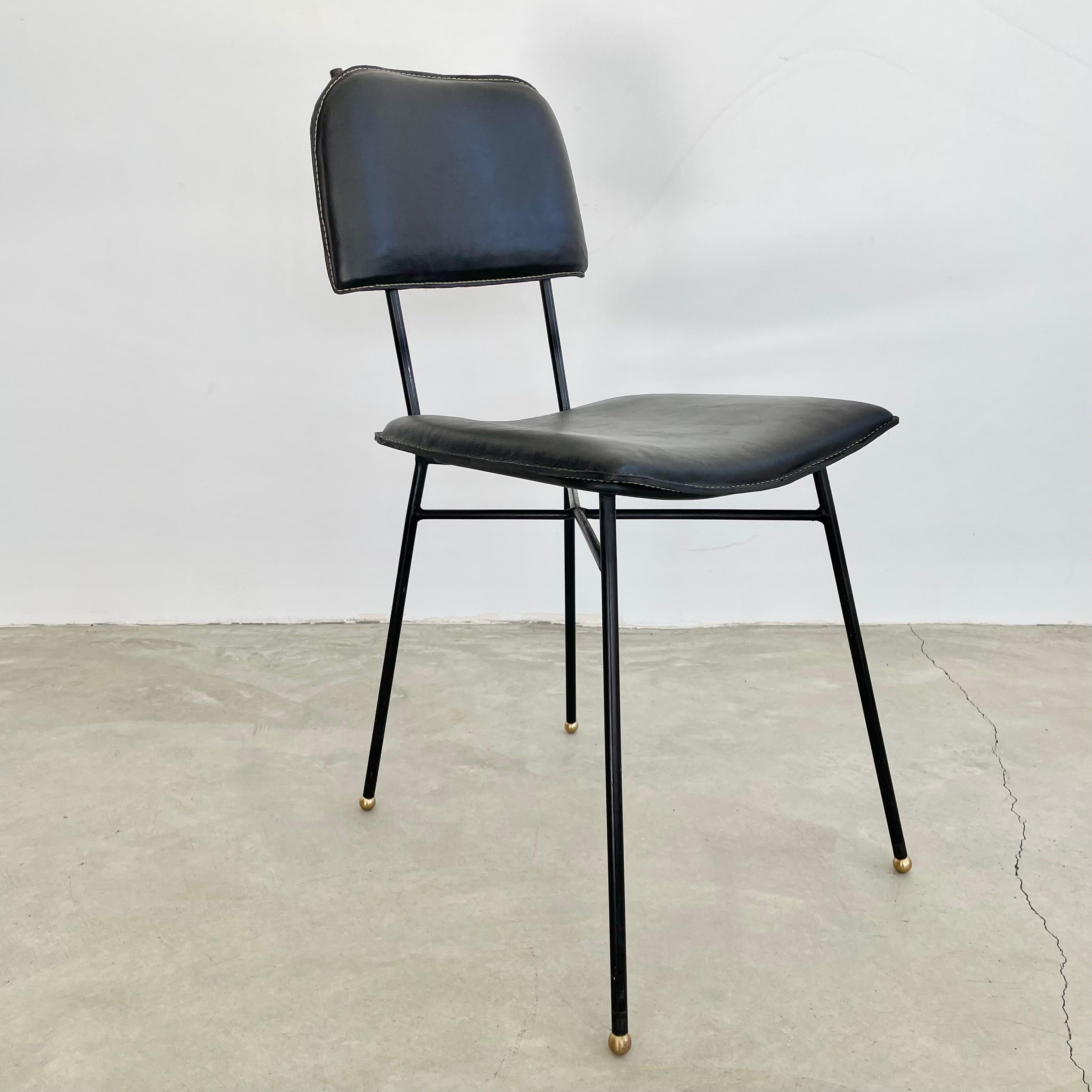 Jacques Adnet Black Leather Chair, 1950s France For Sale 6