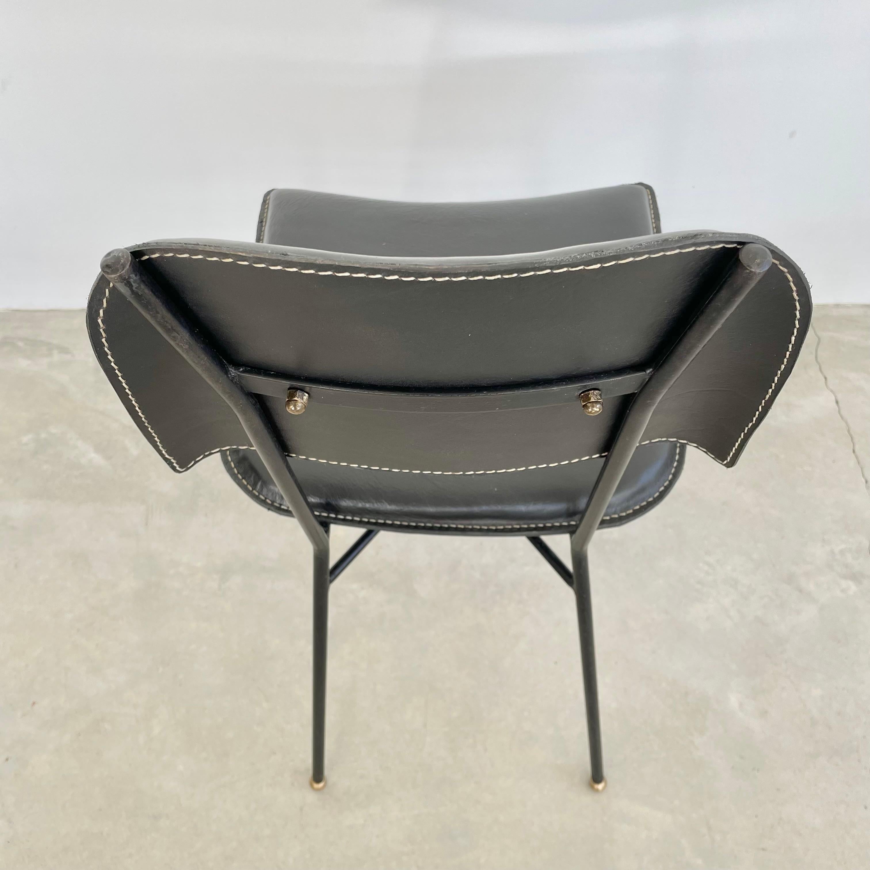 Jacques Adnet Black Leather Chair, 1950s France For Sale 9