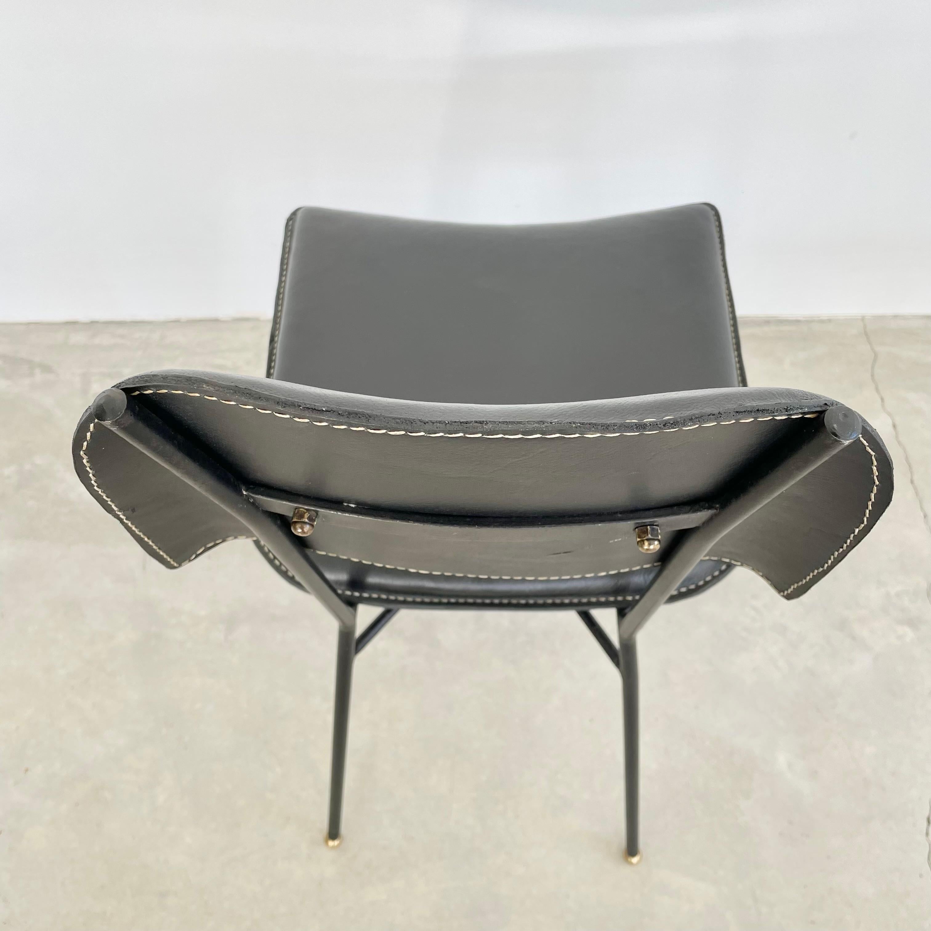 Jacques Adnet Black Leather Chair, 1950s France For Sale 10