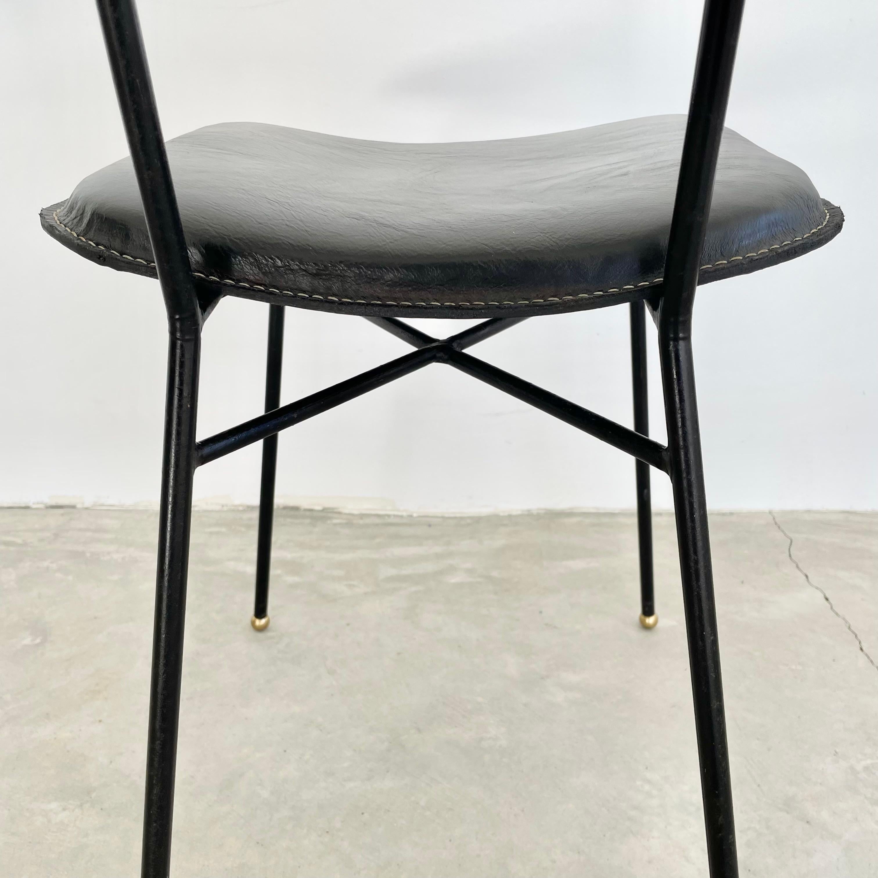 Jacques Adnet, Stuhl aus schwarzem Leder, 1950er-Jahre, Frankreich im Angebot 12