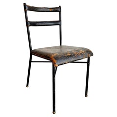 Vintage Jacques Adnet Black Leather Chair, 1950s France