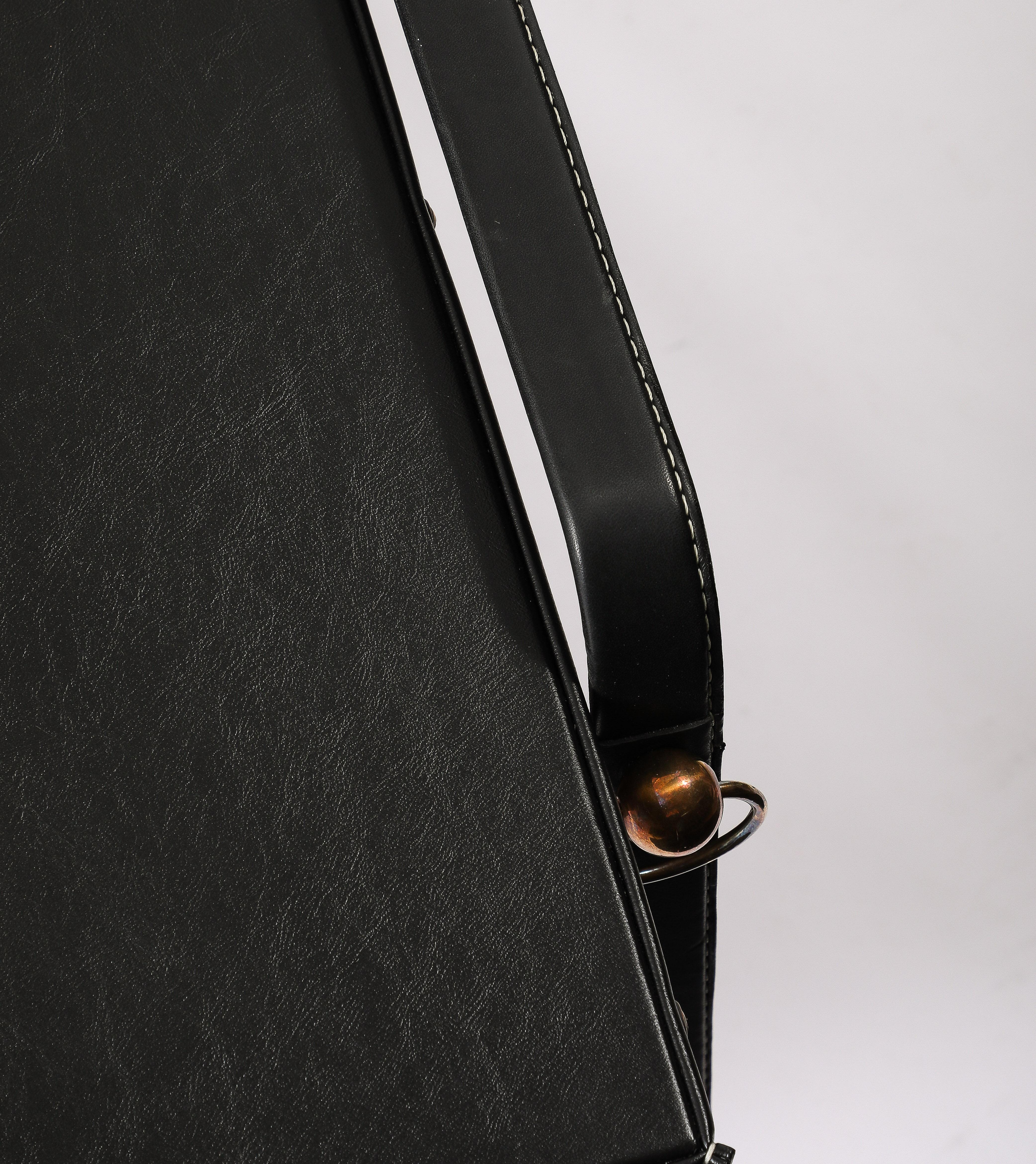 Jacques Adnet Black Leather Coffee Table, France 1950's For Sale 4