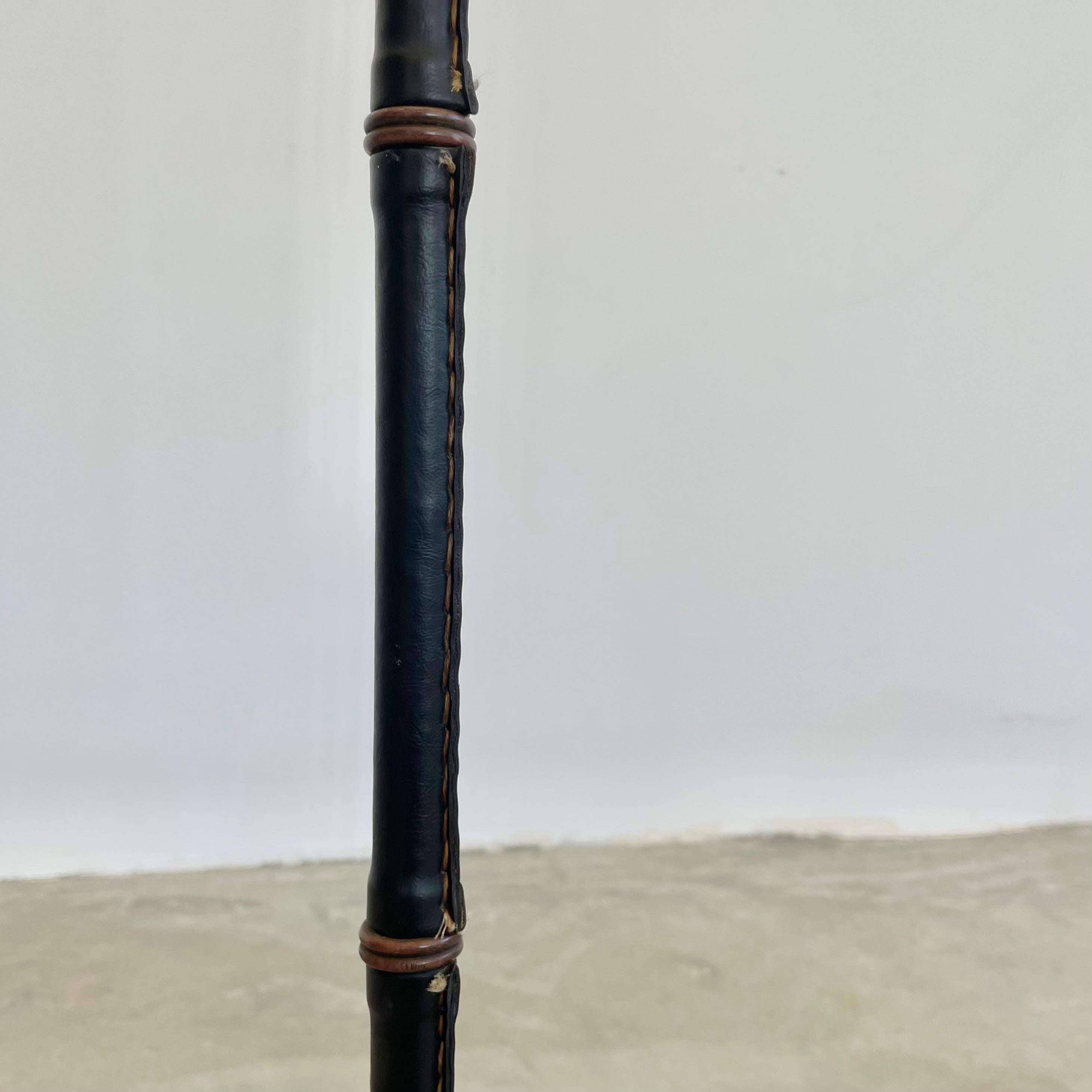 Jacques Adnet Black Leather Floor Lamp, 1950s France For Sale 9