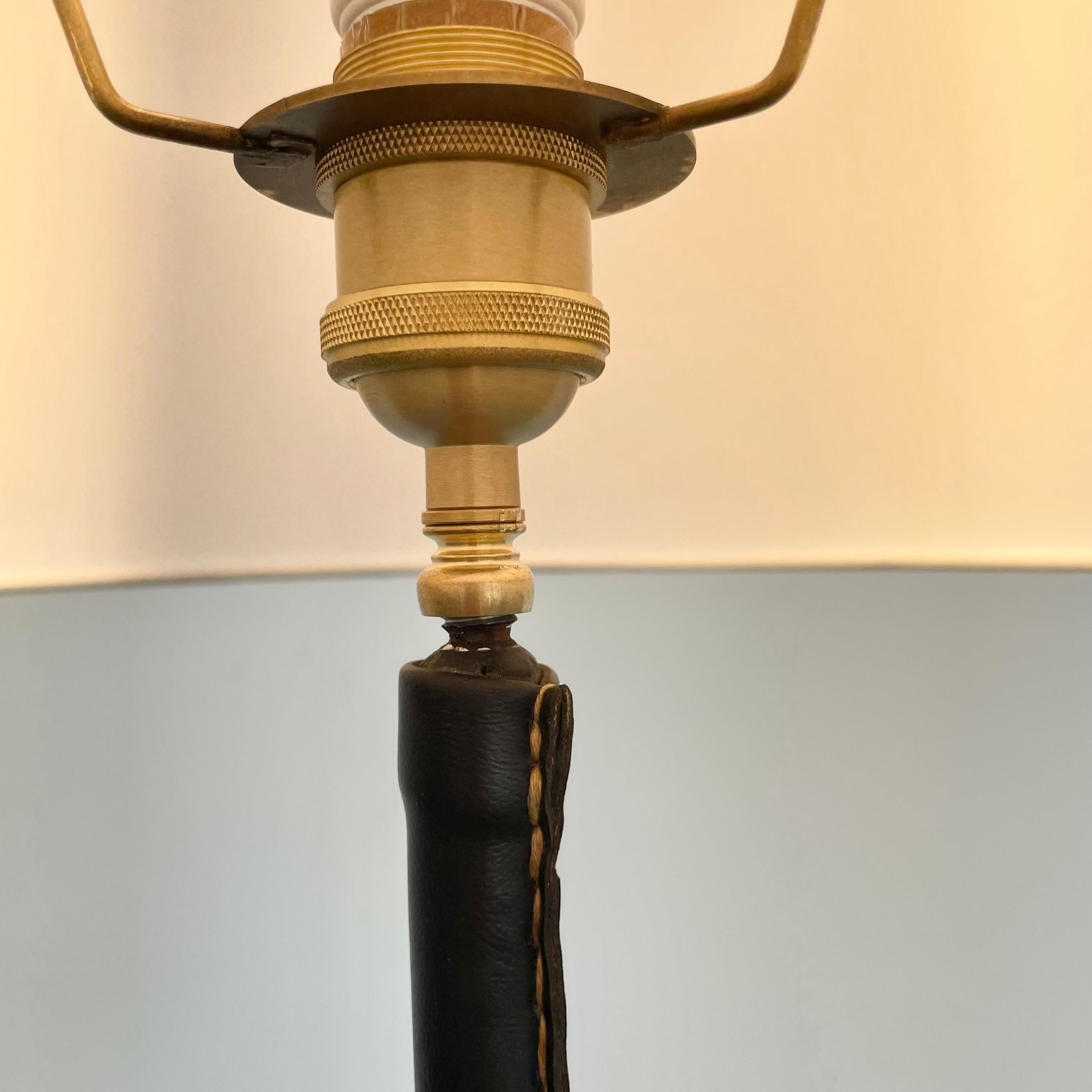 Jacques Adnet Black Leather Floor Lamp, 1950s France For Sale 10