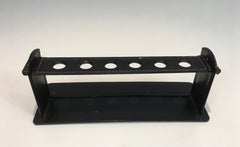 Jacques Adnet, Black Leather Pipes Displayer, French, circa 1950