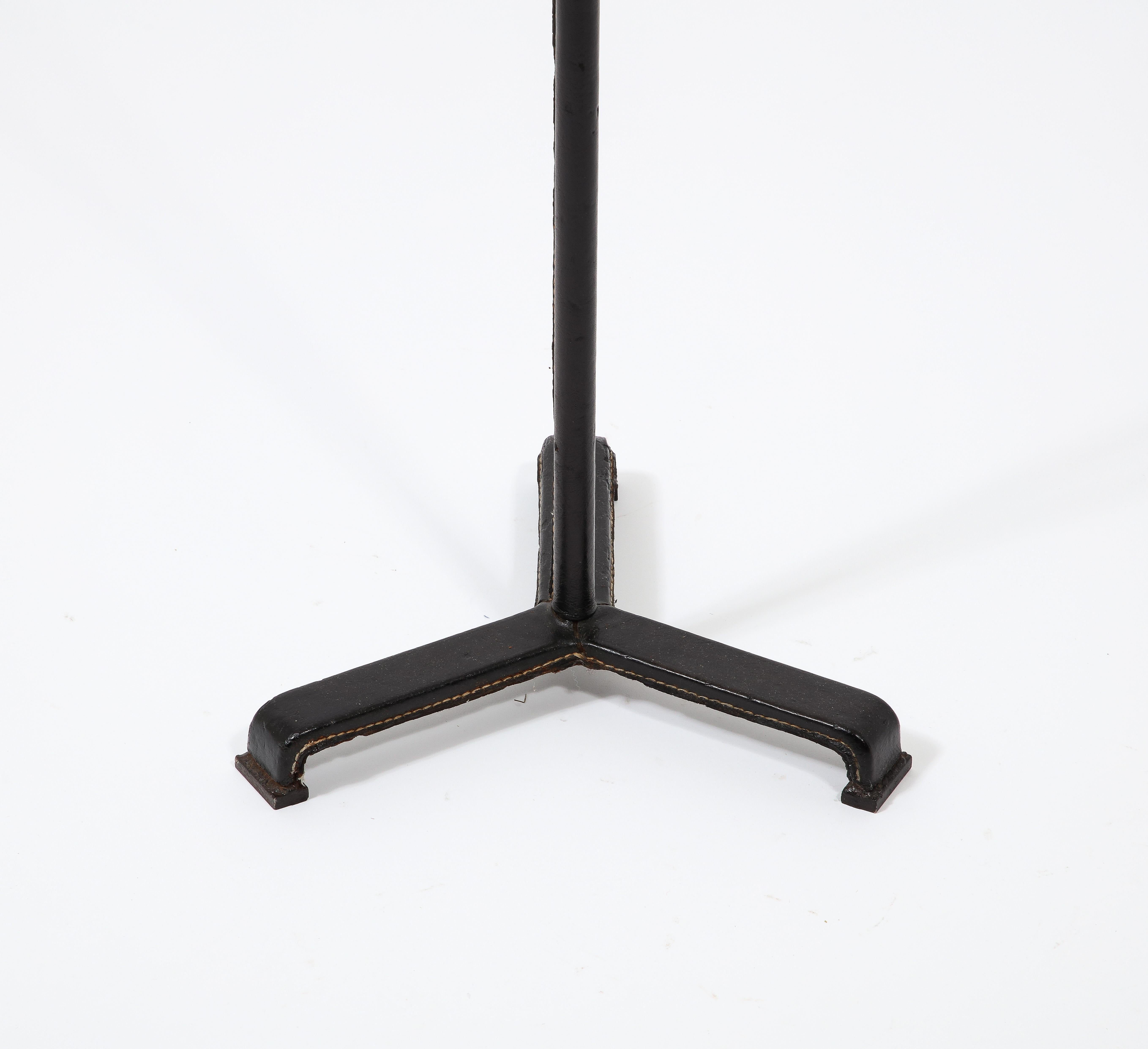 Jacques Adnet Black Leather Potence Floor Lamp, France 1940's For Sale 6