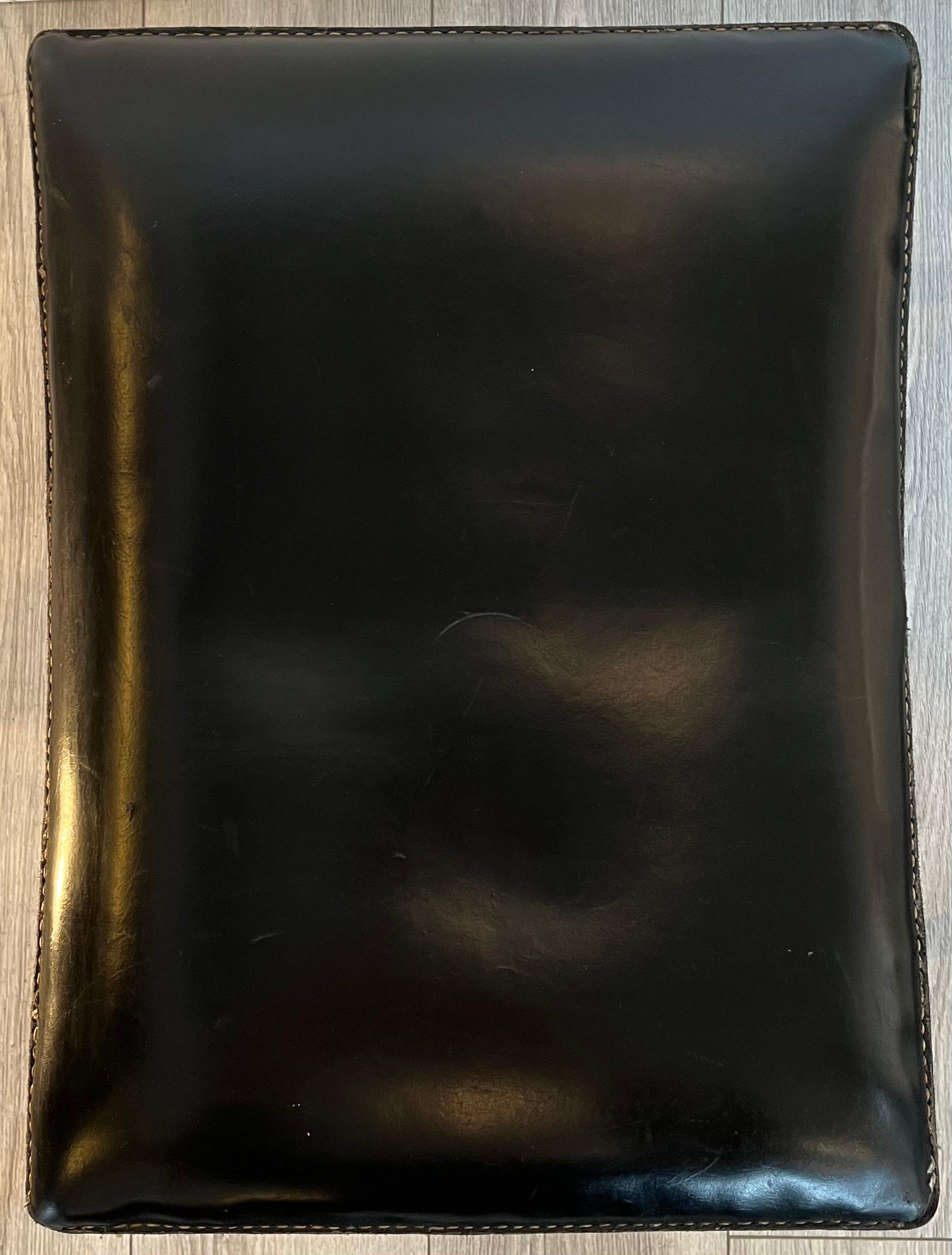 Jacques Adnet : Black leather stool, circa 1955 In Good Condition In SAINT-OUEN-SUR-SEINE, FR