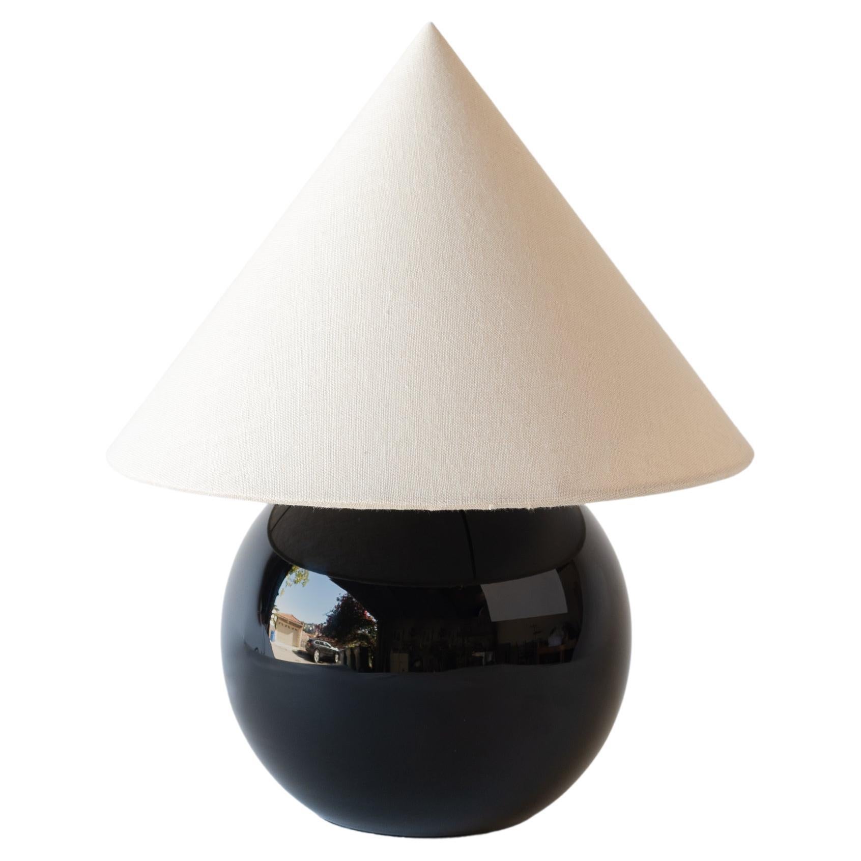 Jacques Adnet, Black Sphere Table Lamp, C. 1940
