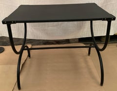 Jacques Adnet Black Stitched Leather Desk, French, 1950s