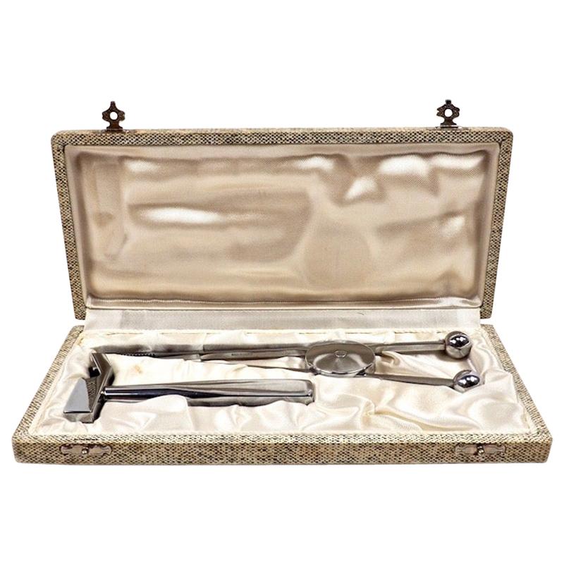 Jacques Adnet Bottle Opener and Ice Tongs Bar Set