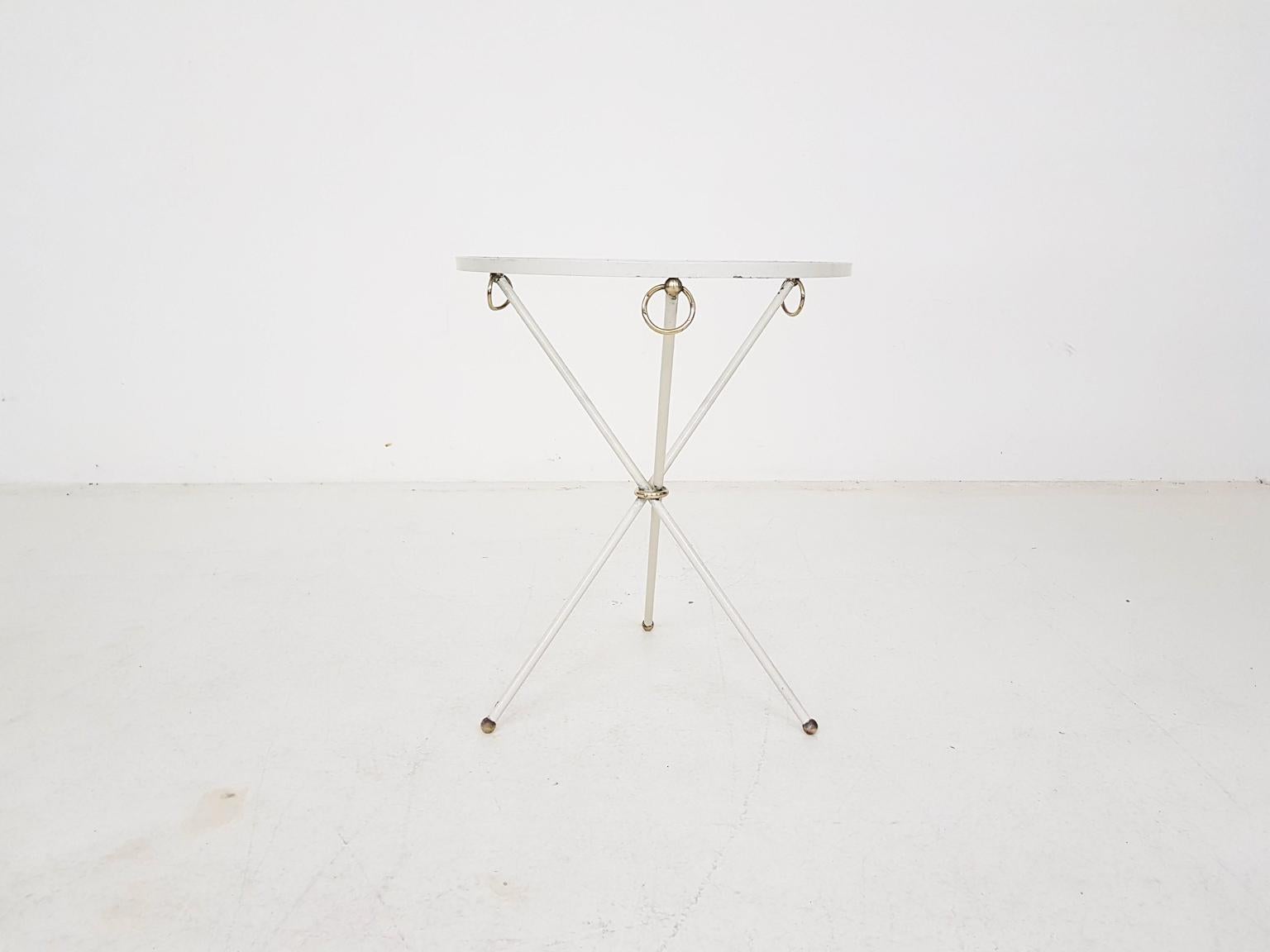 Art Deco Jacques Adnet Brass and Glass Guéridon or Side Table, France, 1940s